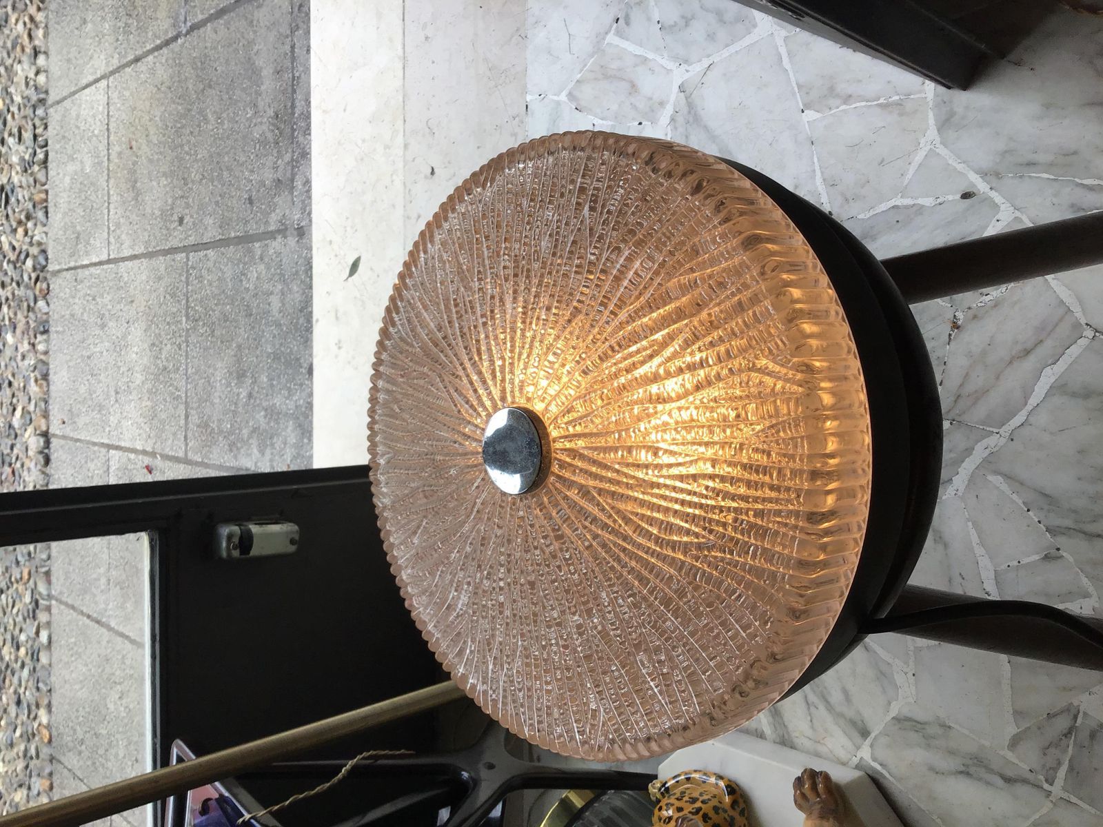photo vinterior Venini Toni Zuccheri Ceiling Lamp/Appliques Murano Glass Metal Crome 1950 Italy