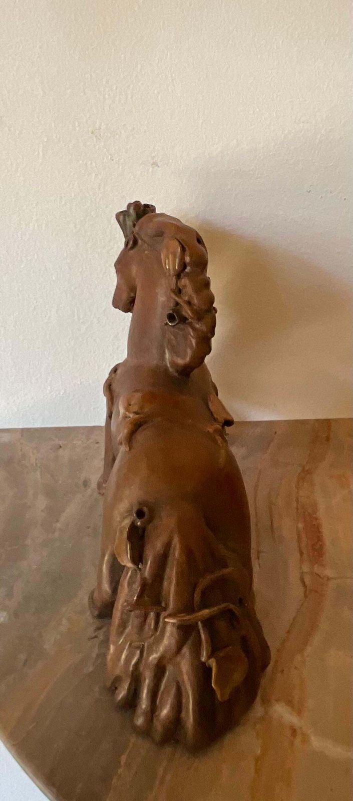 Pietro Melandri   Cavallino In Ceramica Foglie In Rilievo Smaltate   Italia 1960 photo vintage