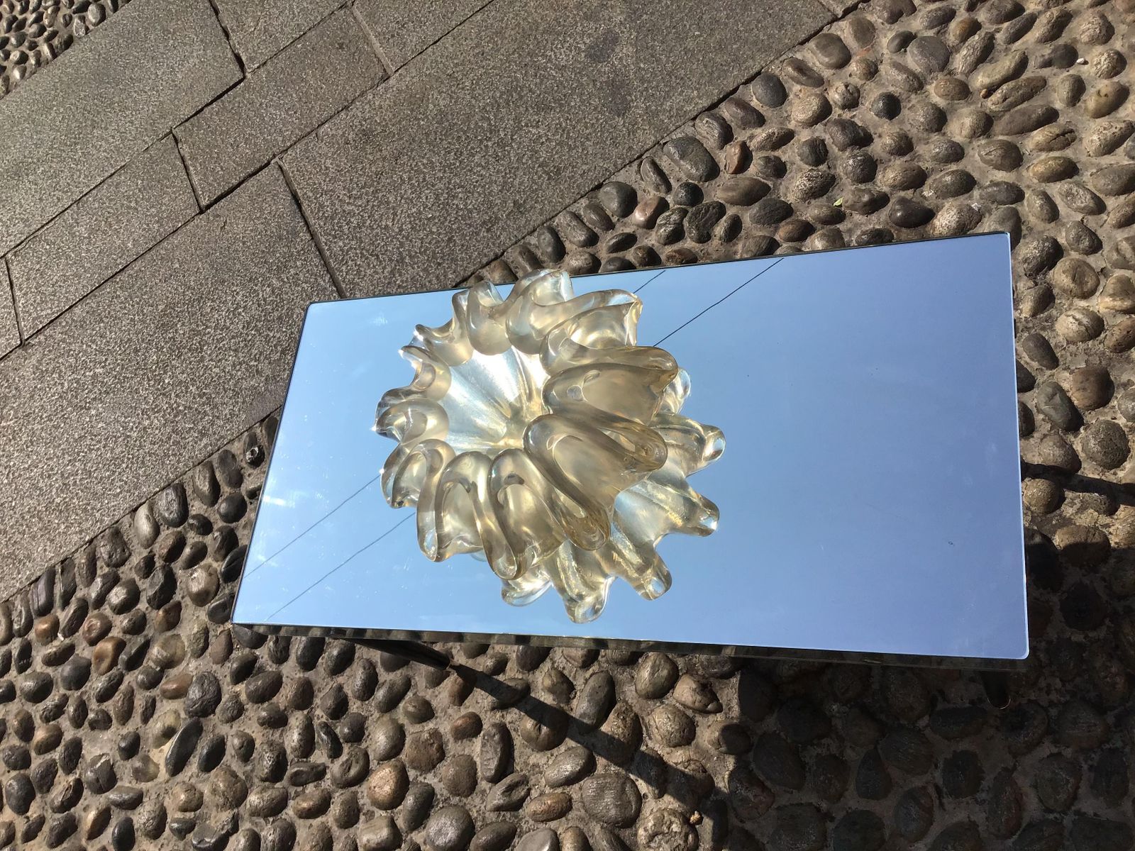 Luigi Brusotti Coffee Table Mirrored Glass Metal Crome Wood 1940 Italy photo Furniture