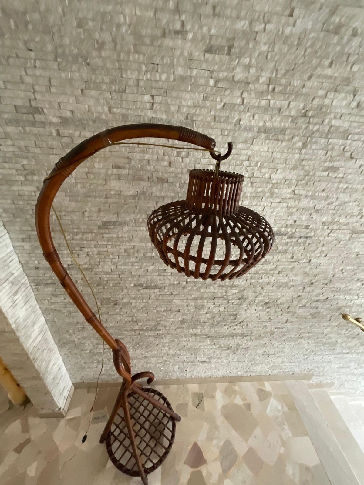 Bamboo And Wicker Lamp   Made In Italy   1960s photo buy