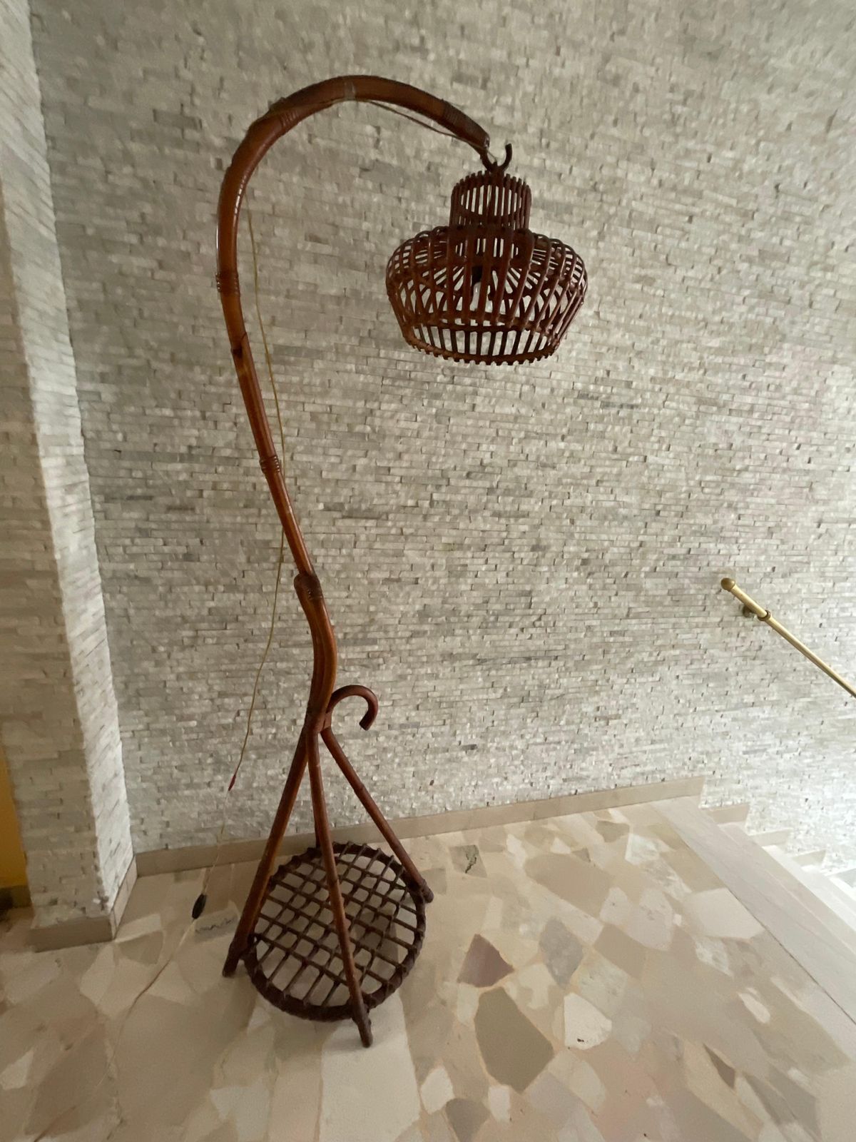 Bamboo And Wicker Lamp   Made In Italy   1960s photo vintage