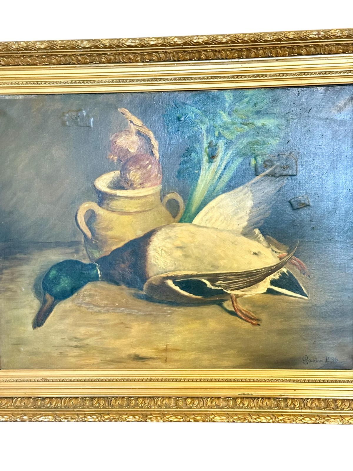 photo furniture French 19th Century Still Life With Mallard, Vegetables & Earthenware