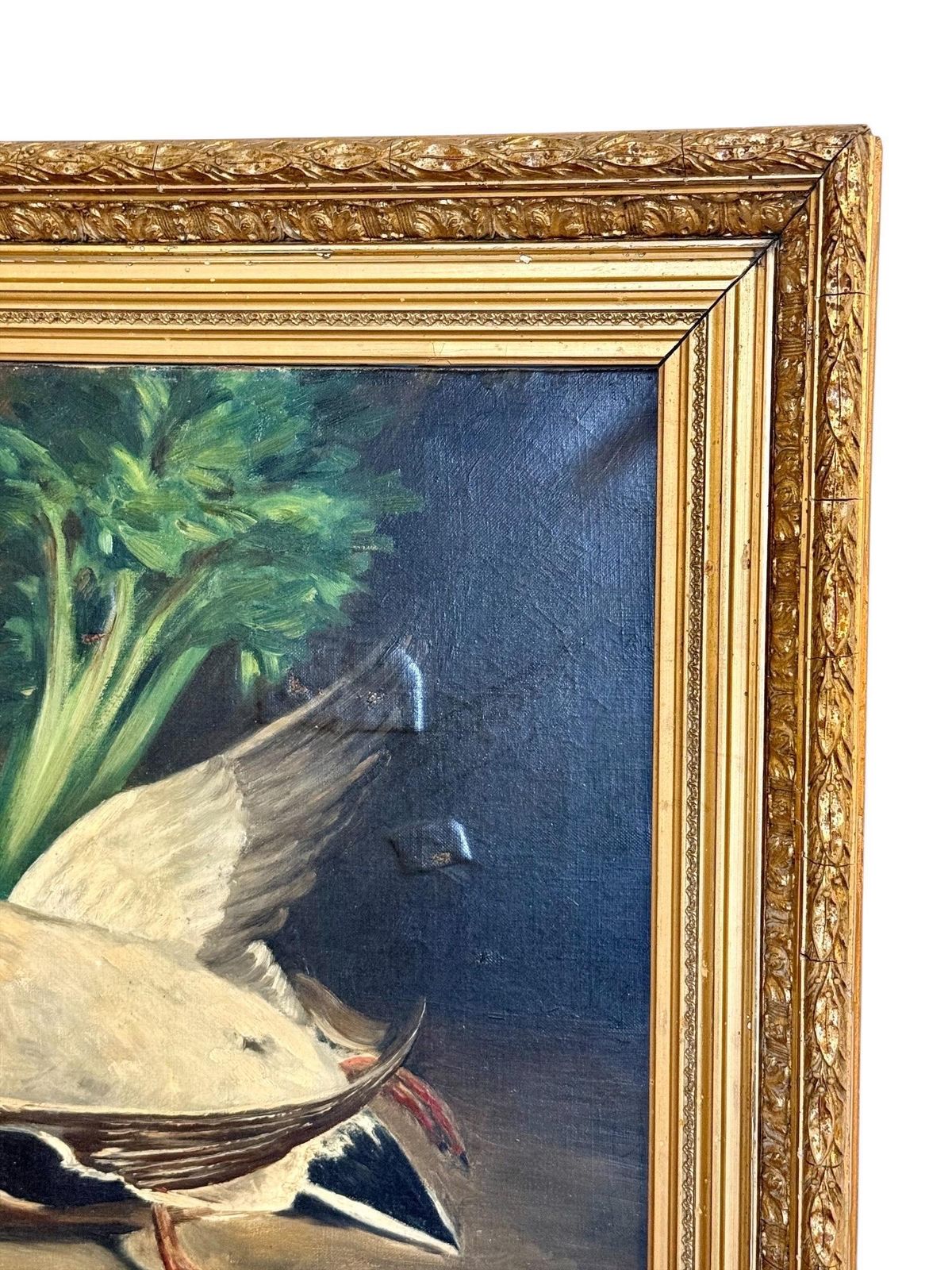 1714.0 French 19th Century Still Life With Mallard, Vegetables & Earthenware photo