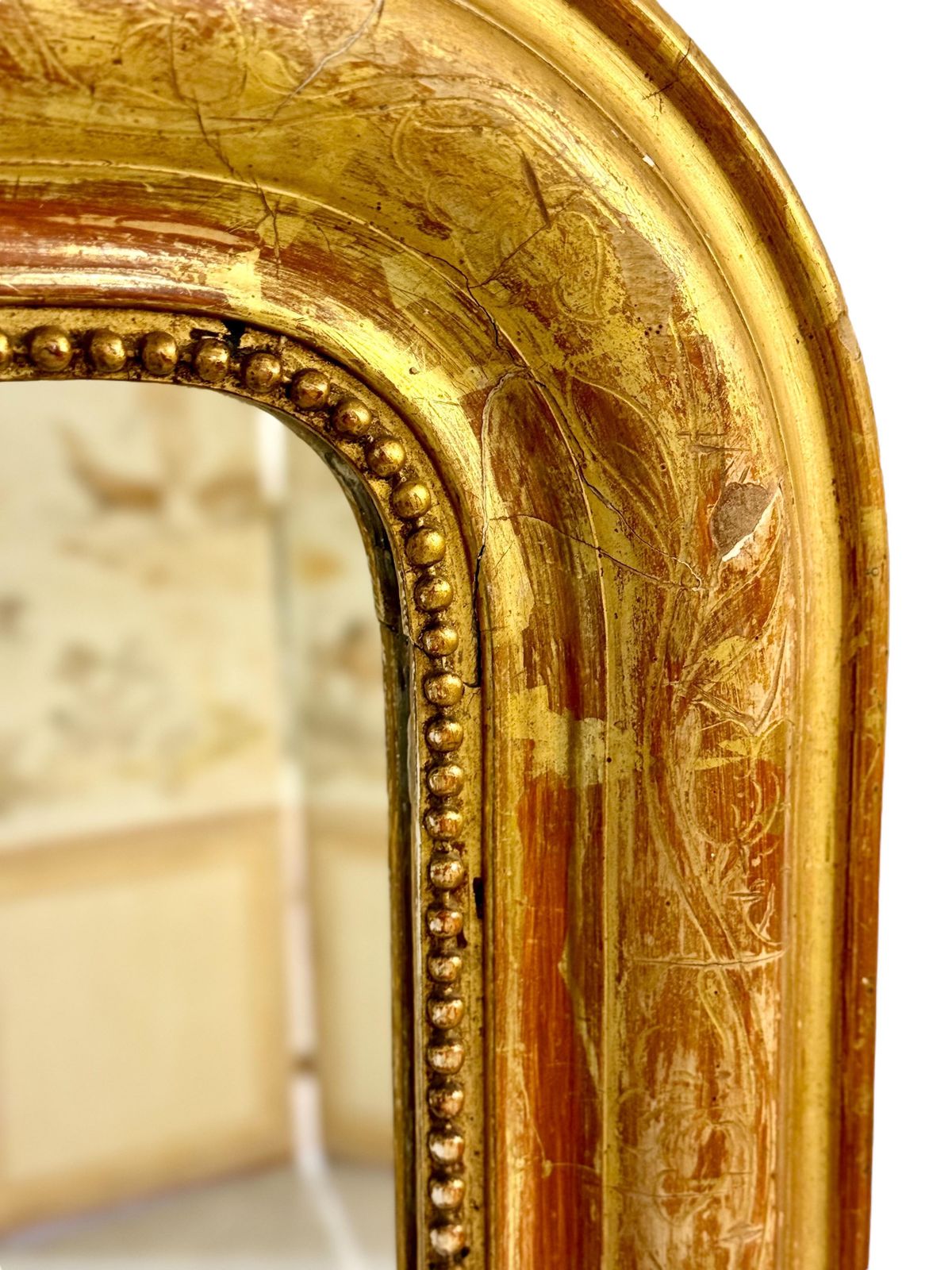 photo for sale 19th Century Louis Philippe Giltwood Mirror With Floral Details