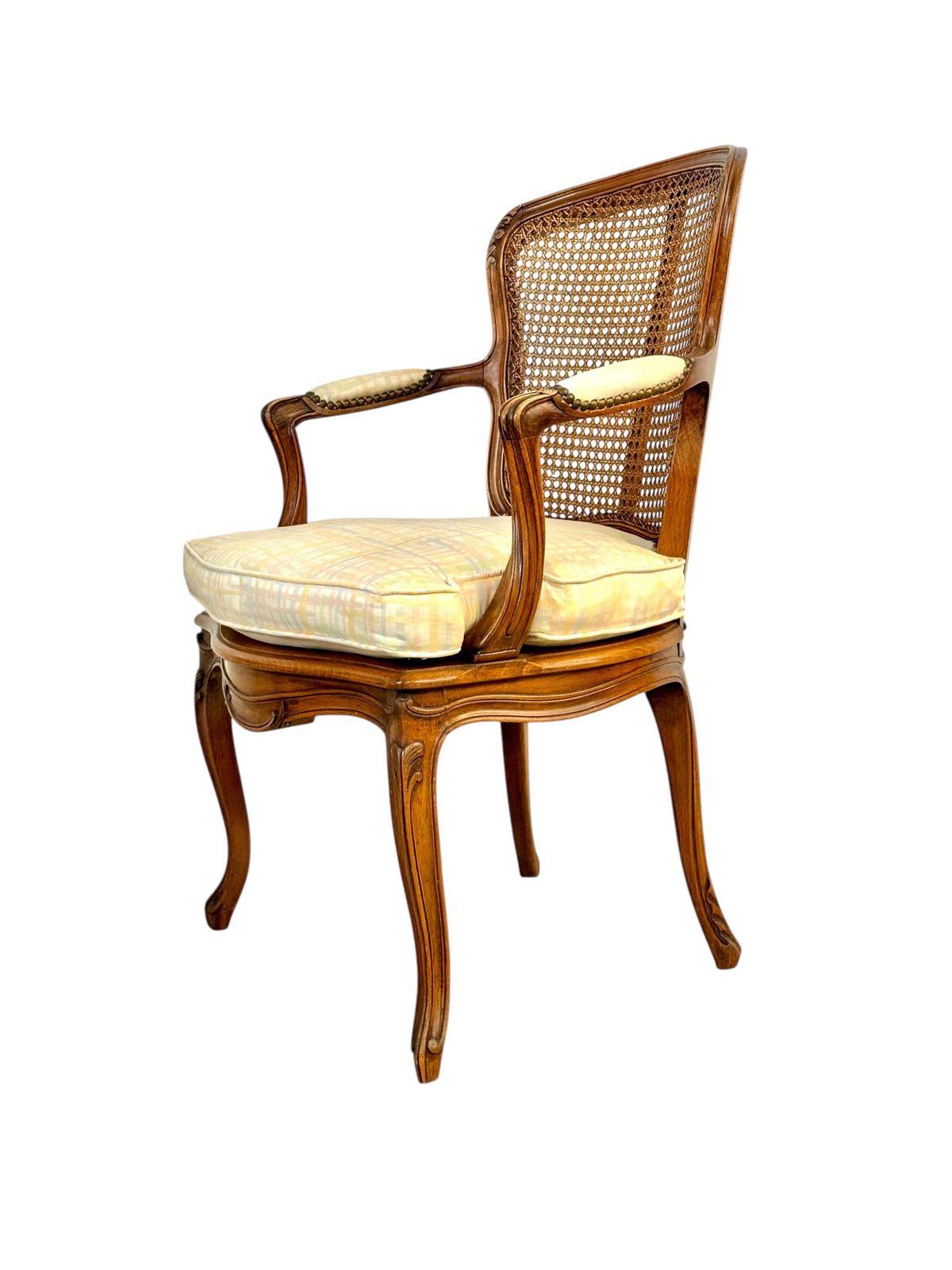 Louis XV Style Caned Armchair In Walnut, France Late 19th Century photo furniture