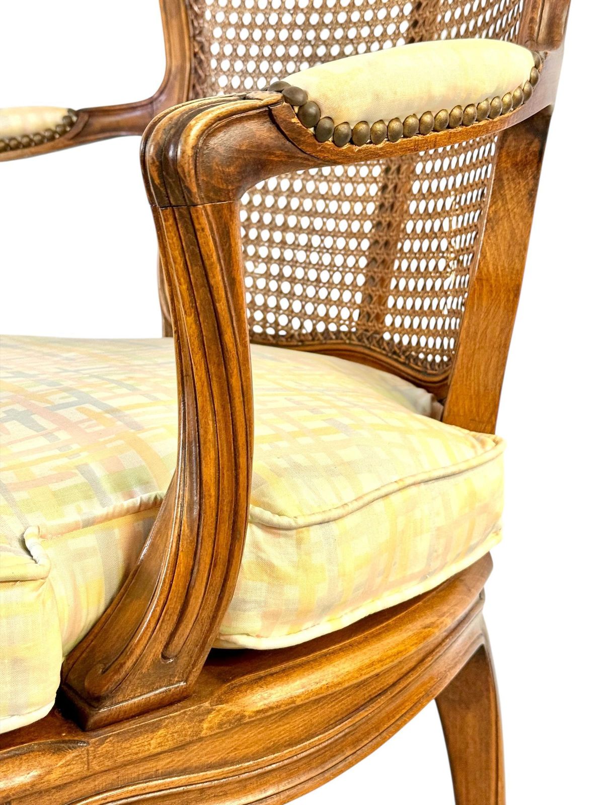 photo furniture Louis XV Style Caned Armchair In Walnut, France Late 19th Century