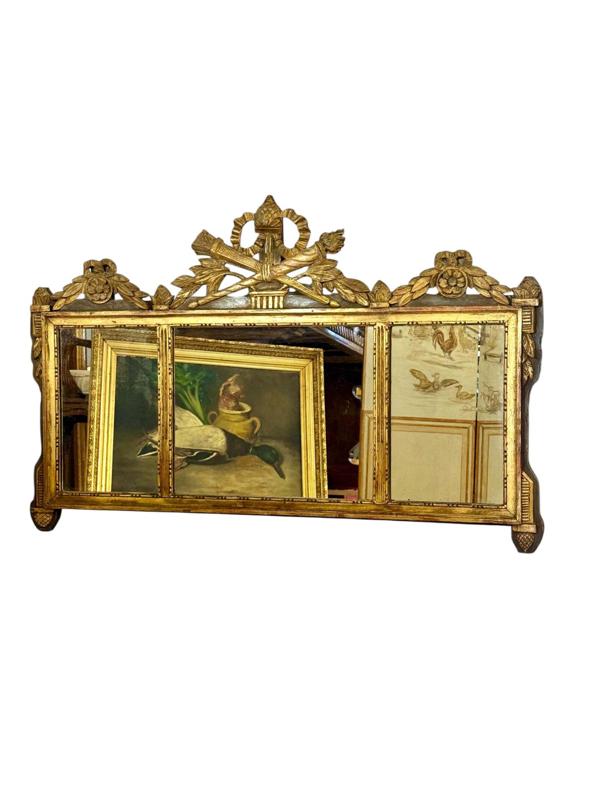 2278.0 19th Century French Neoclassical Giltwood Wall Mirror With Crest photo