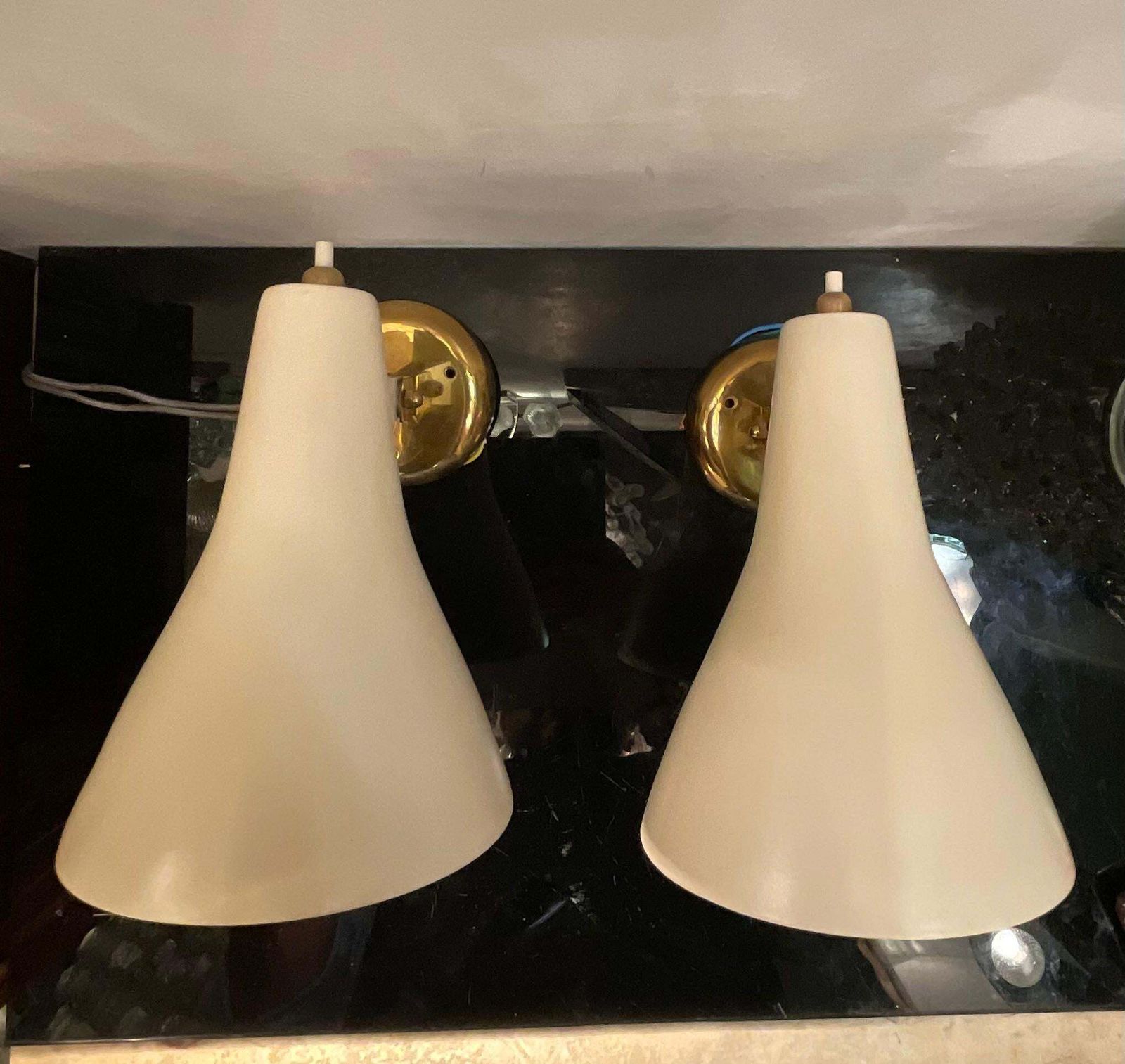 1504.0 Stilnovo  . Pair Of 1950s Wall Sconces   Made In Italy photo