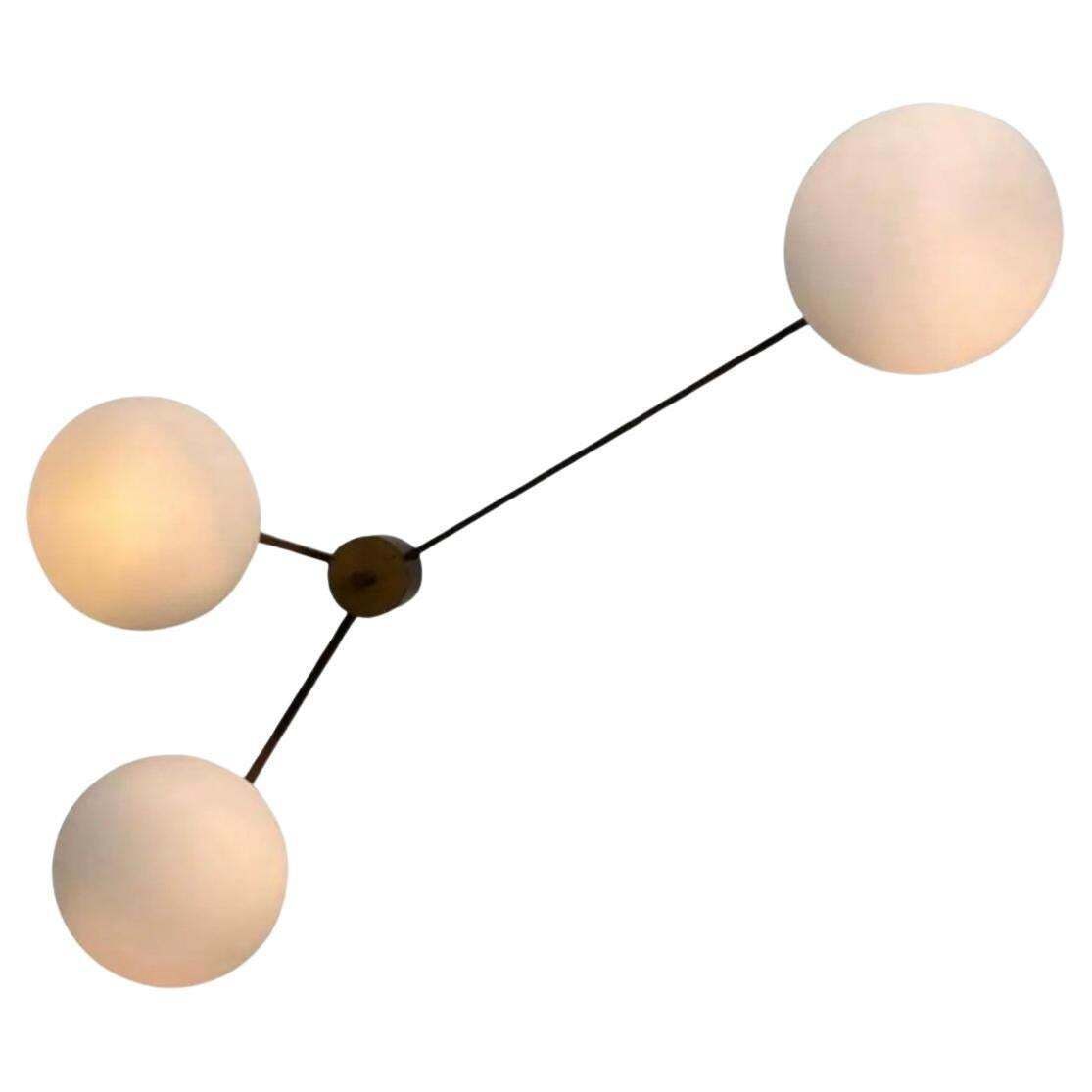 Arredoluce "Angelo Lelii" Brass Opaline Glass Brass Opaline Glass, 1961, Italy