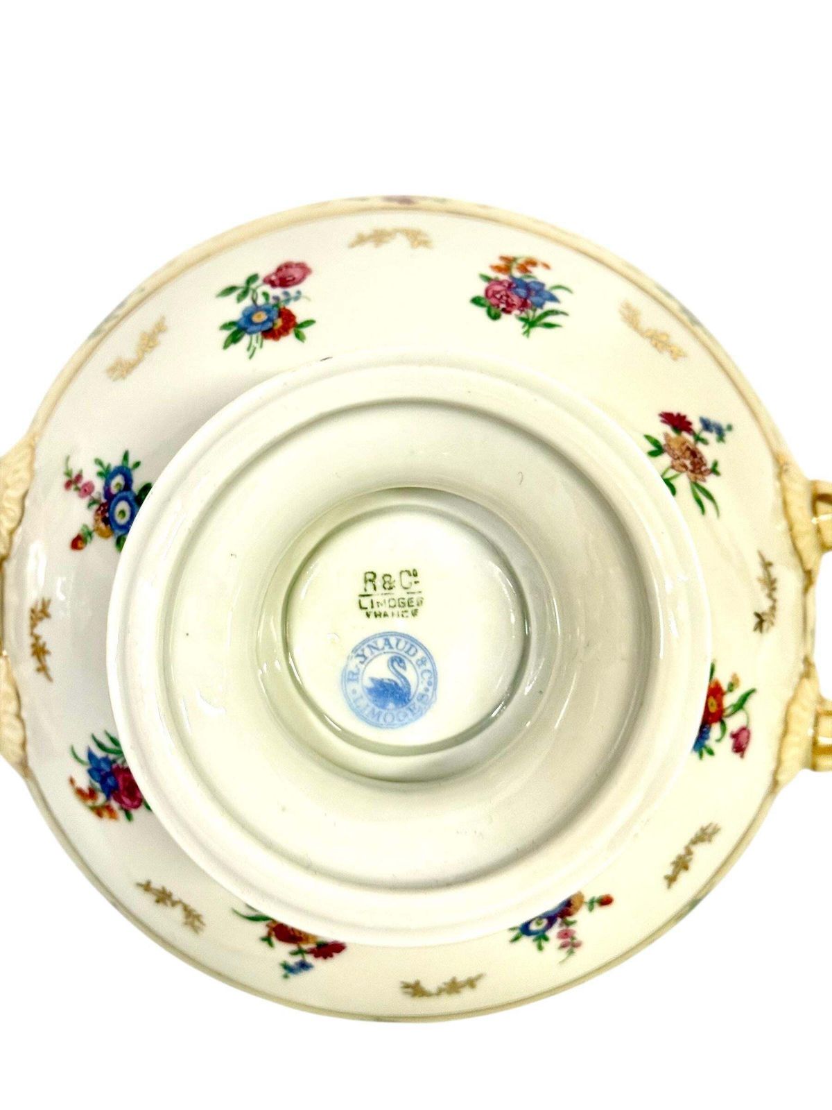 Antique French Limoges Bouillon Bowl By Raynaud & Cie, Swan Mark, C. 1895 photo buy