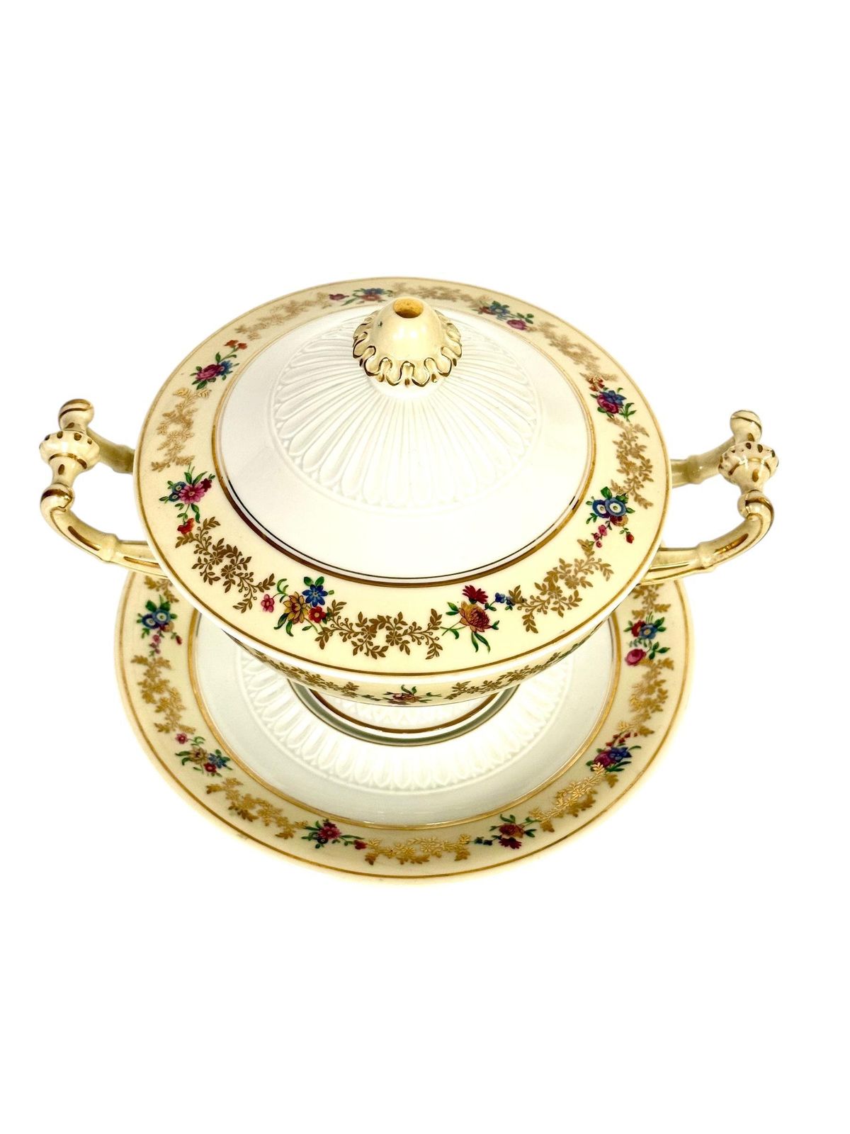 Home Decor Antique French Limoges Bouillon Bowl By Raynaud & Cie, Swan Mark, C. 1895 photo