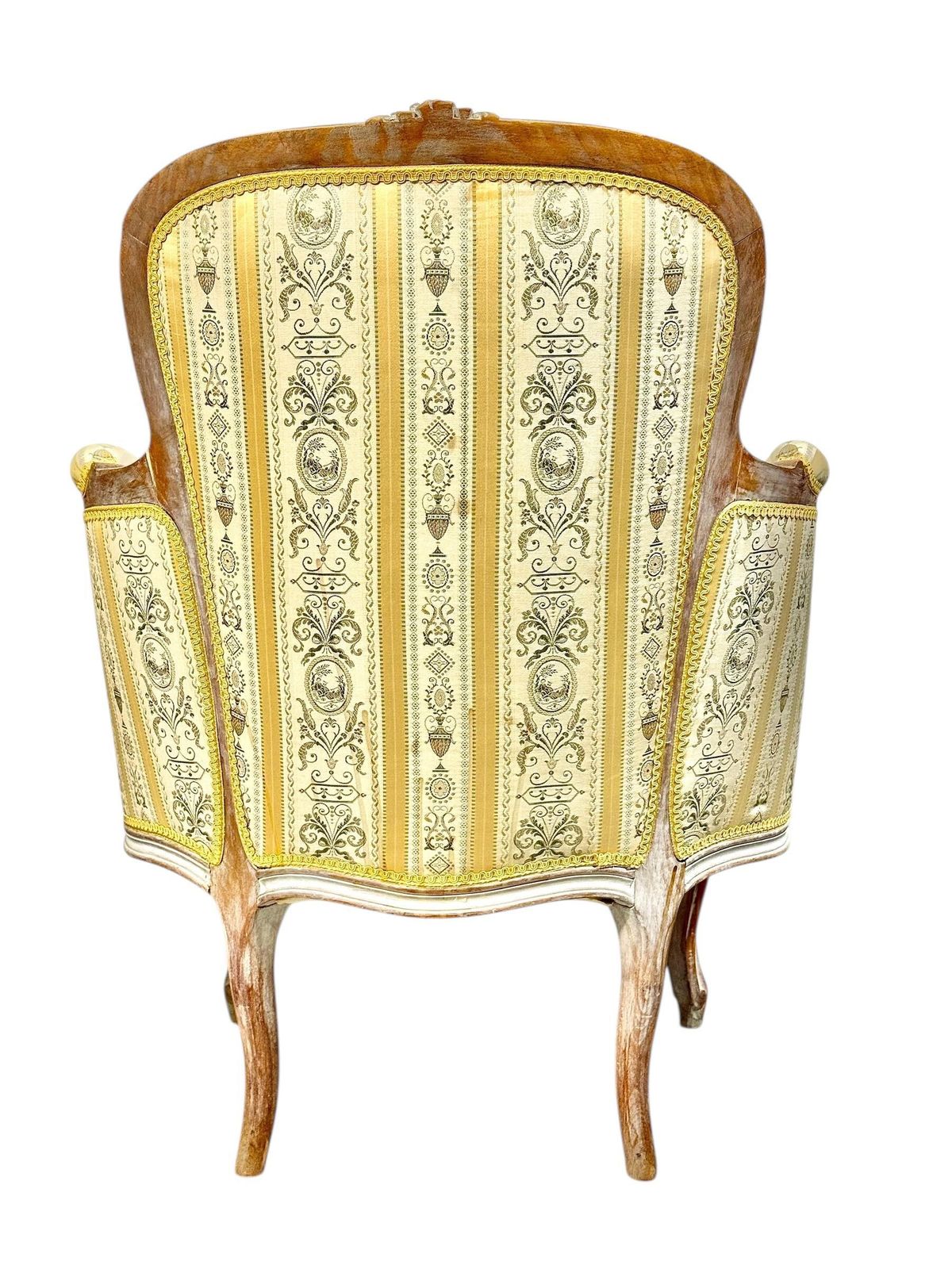Pair Of 19th C. French Louis XVI Style Bergères With Silk Blend Satin Upholstery photo Furniture