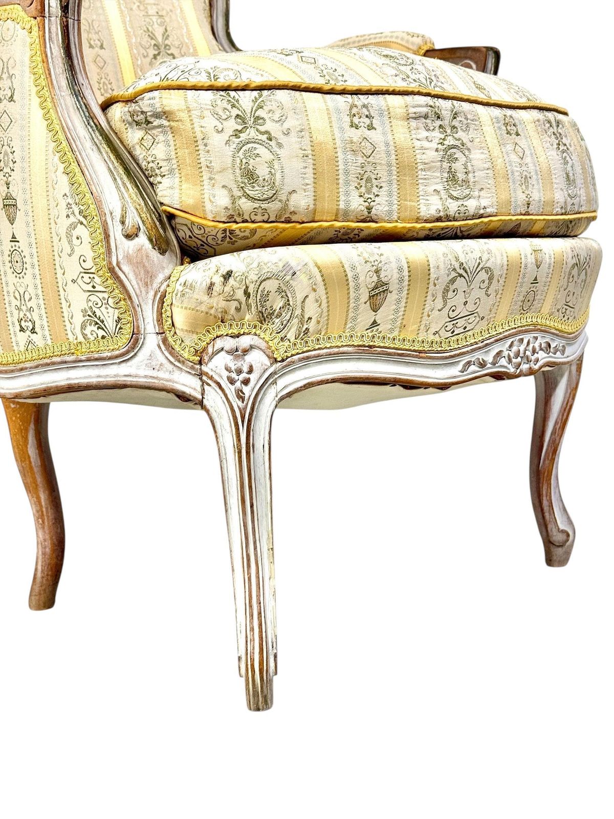 Pair Of 19th C. French Louis XVI Style Bergères With Silk Blend Satin Upholstery photo vinterior