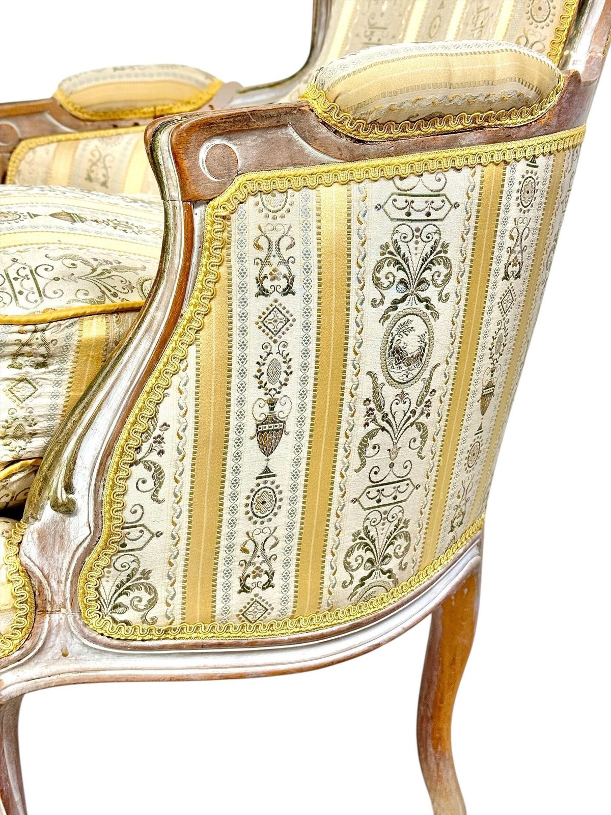 Pair Of 19th C. French Louis XVI Style Bergères With Silk Blend Satin Upholstery photo buy