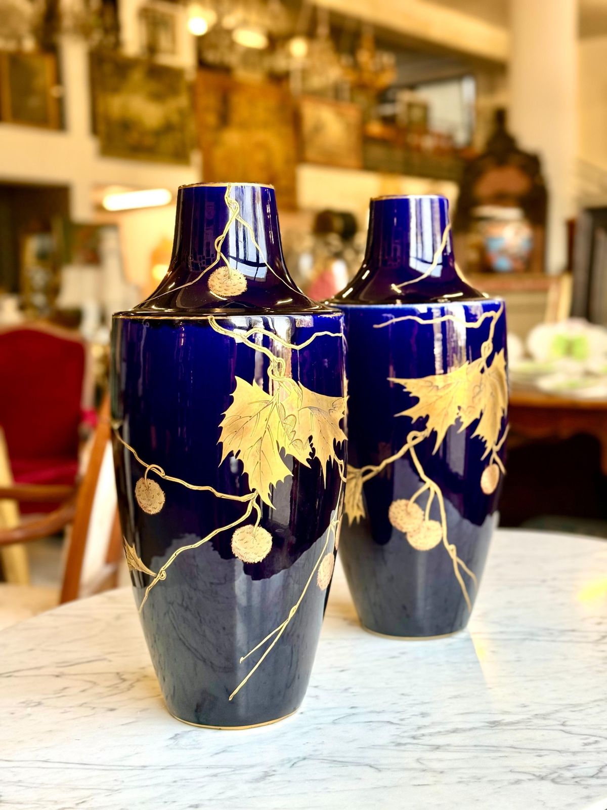 Large French Art Deco Faience Vases By Gustave Asch, Circa 1920 photo vinterior