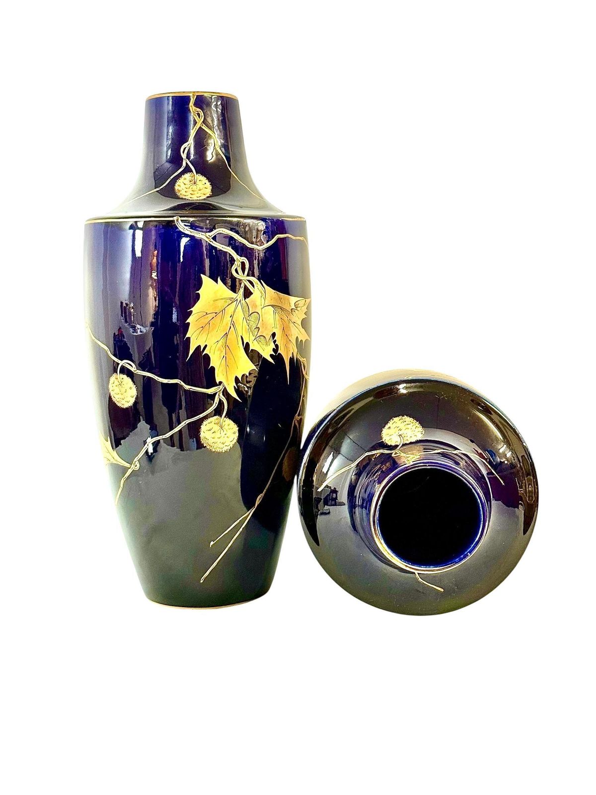 photo for sale Large French Art Deco Faience Vases By Gustave Asch, Circa 1920