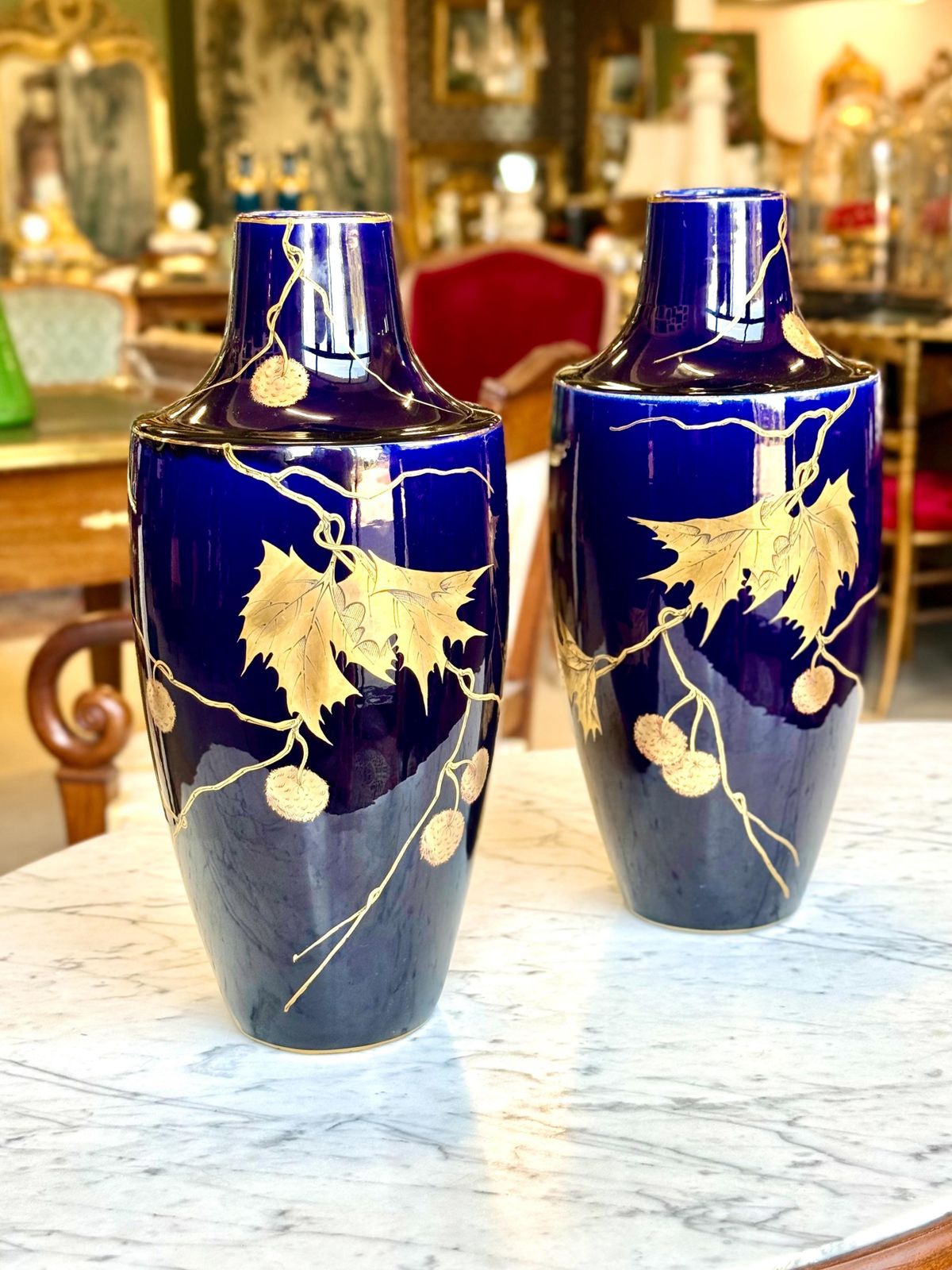 3717.0 Large French Art Deco Faience Vases By Gustave Asch, Circa 1920 photo