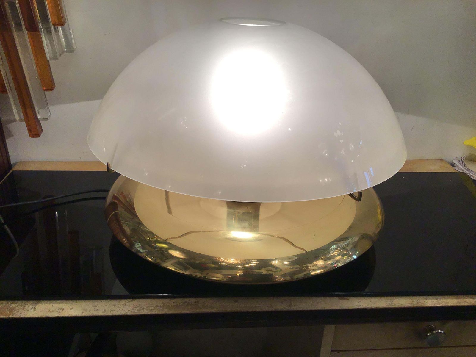 2600.0 Ludovico Diaz De Santilana “ Medusa” Table Lamp Brass Glass 1960 Italy photo