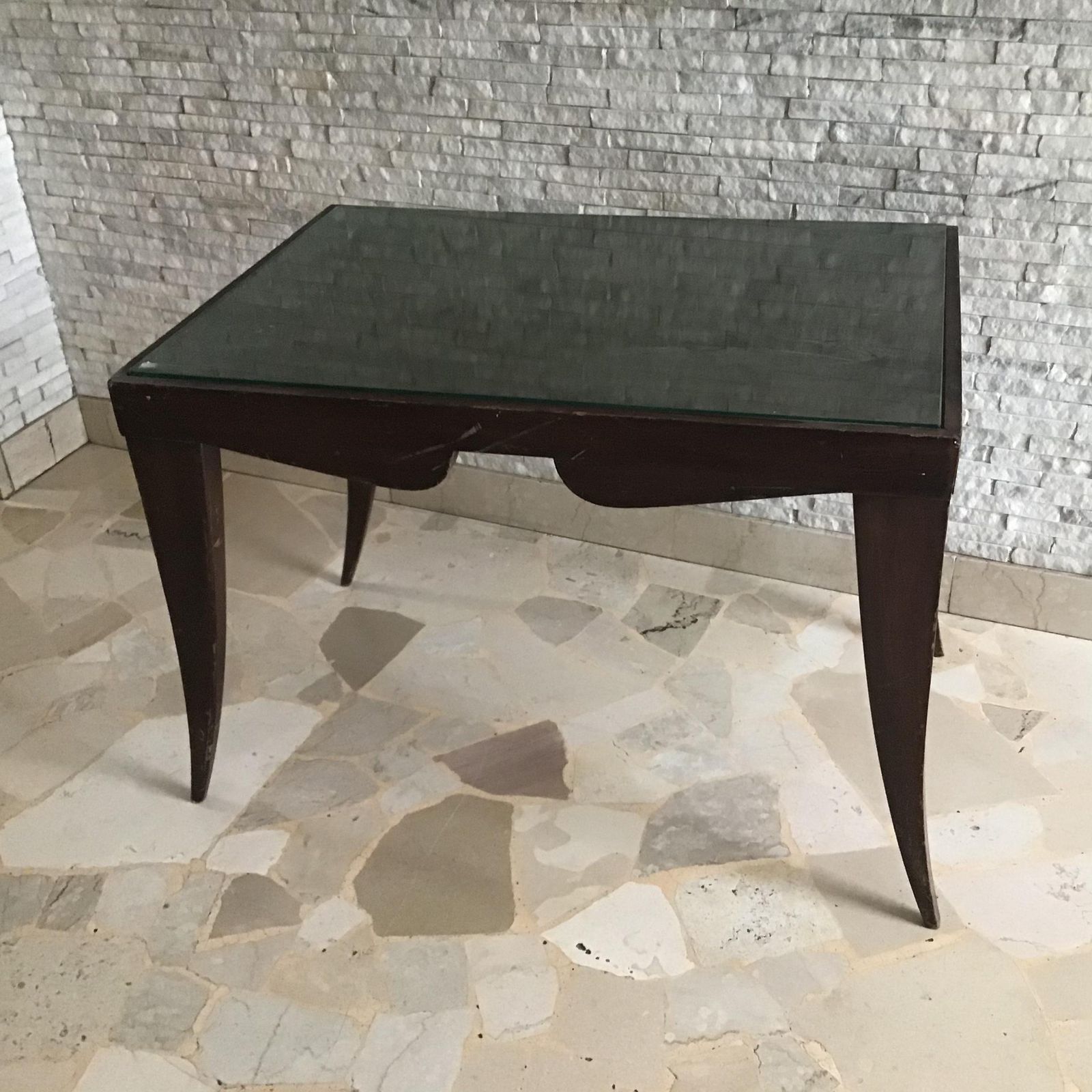 Osvaldo Borsani  Coffee ' Table. Wood Glass 1950 Italy photo vintage