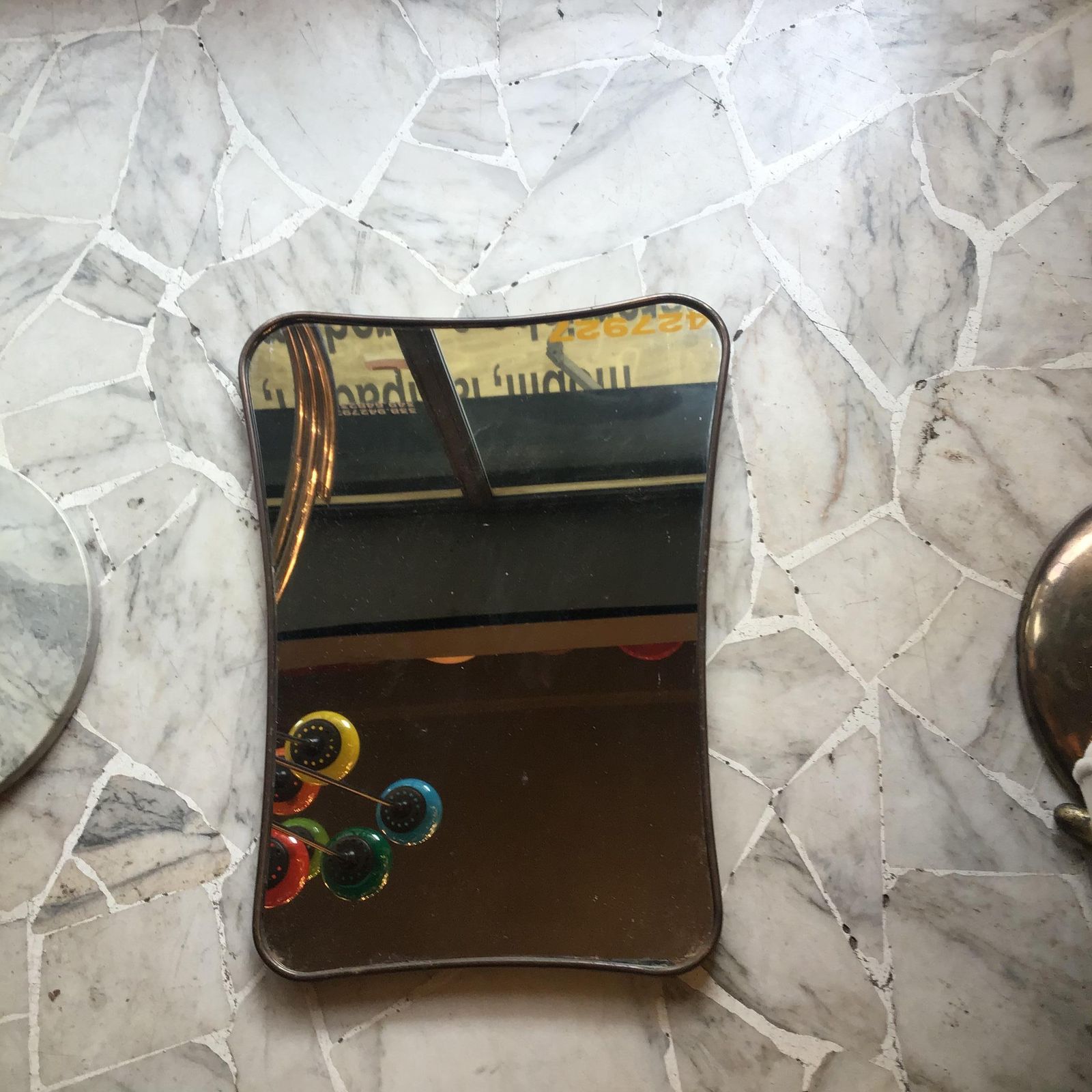 photo furniture Fontana Arte Mirror Brass Wood Mirrored Glass 1950 Italy