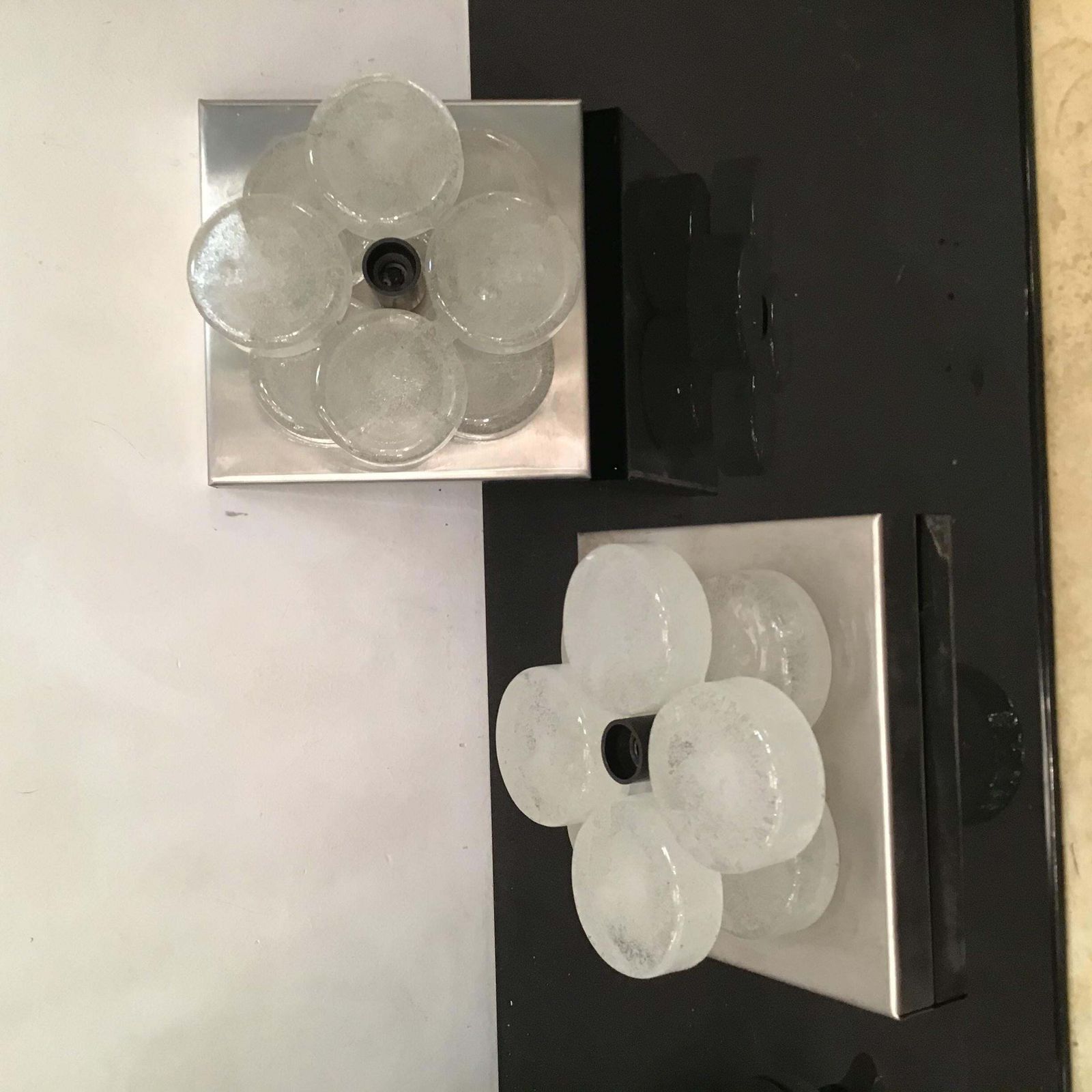 Albano Poli Sconces Murano Glass Metal Crome 1960 Italy photo buy