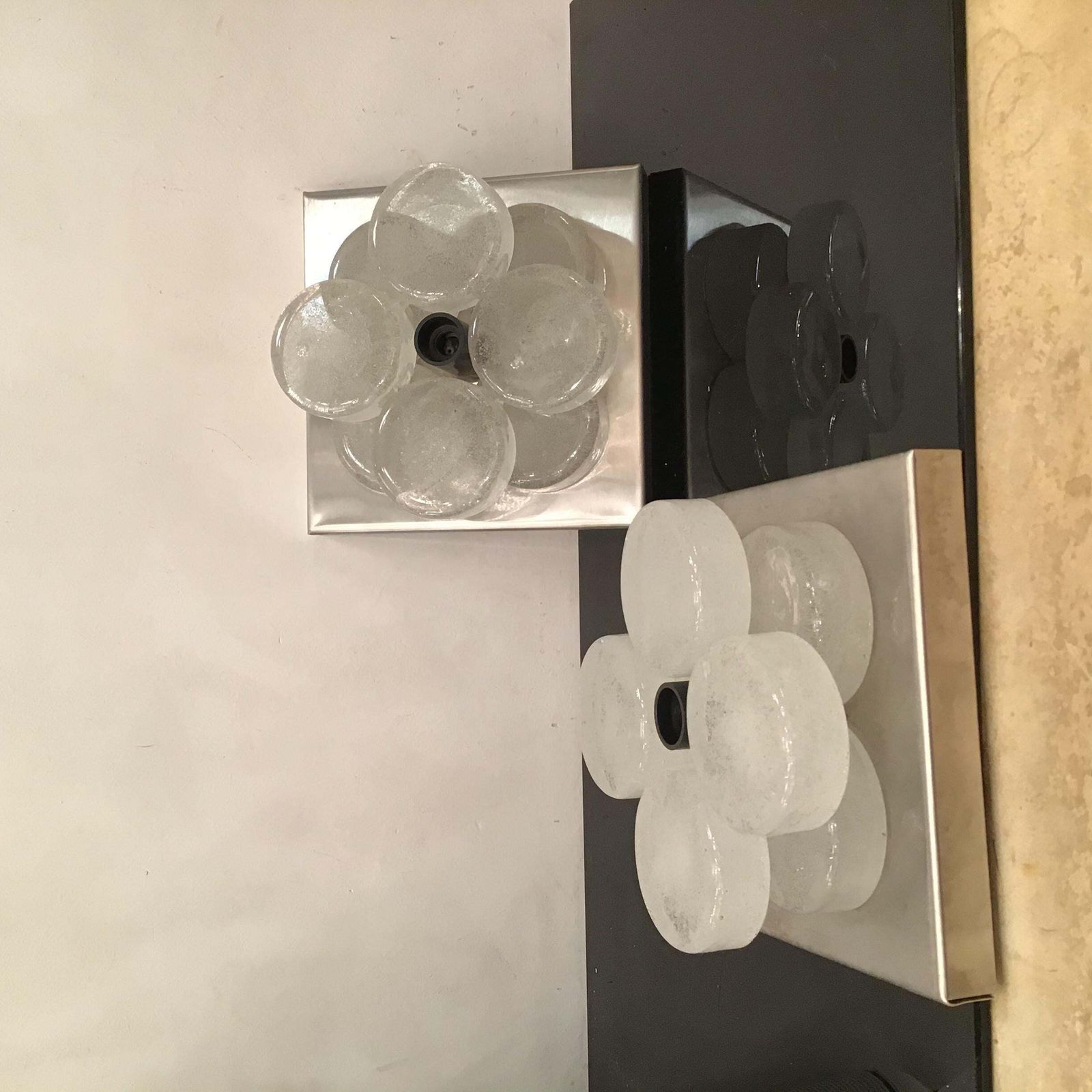 1300.0 Albano Poli Sconces Murano Glass Metal Crome 1960 Italy photo
