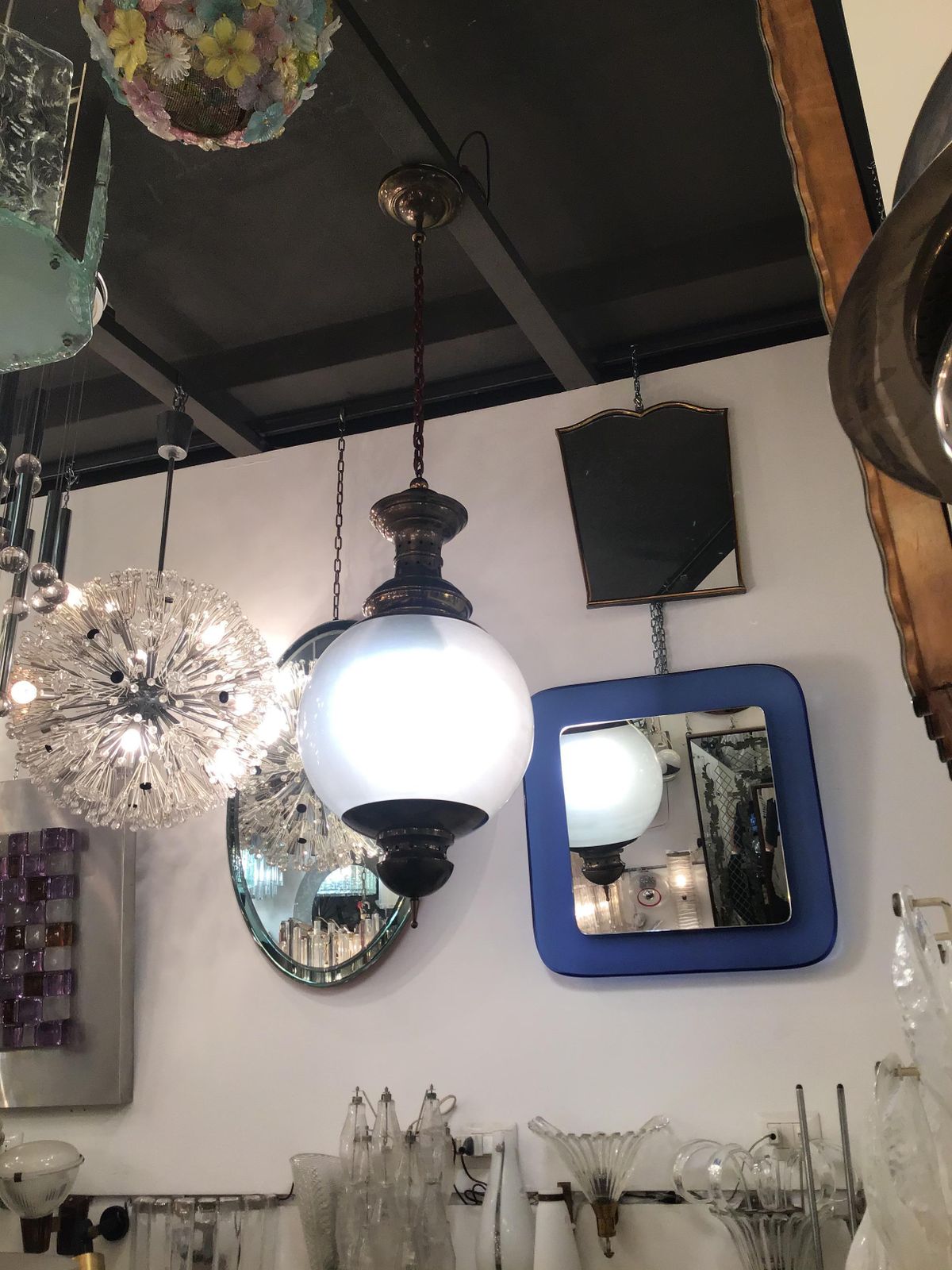 photo buy Luigi Caccia Dominioni “Azucena “ Chandelier Glass Brass 1955 Italy