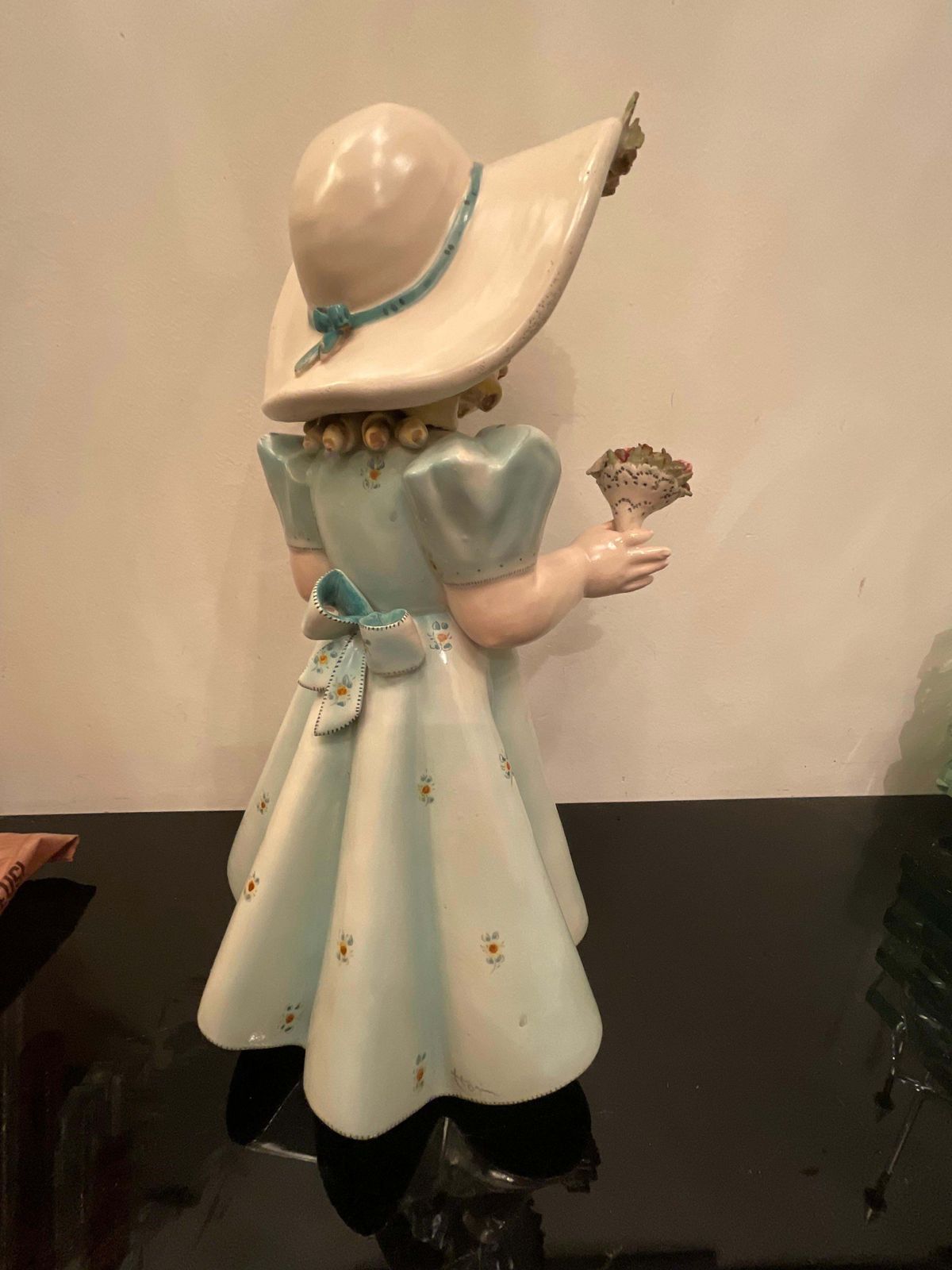 Tosin La Freccia   Polychrome Ceramic Baby Girl   Veneto 1940   Made In Italy photo for sale