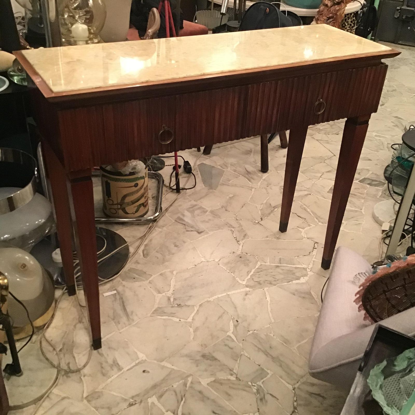 7875.0 Paolo Buffa Console Brass Wood Marbre 1940 Italy photo