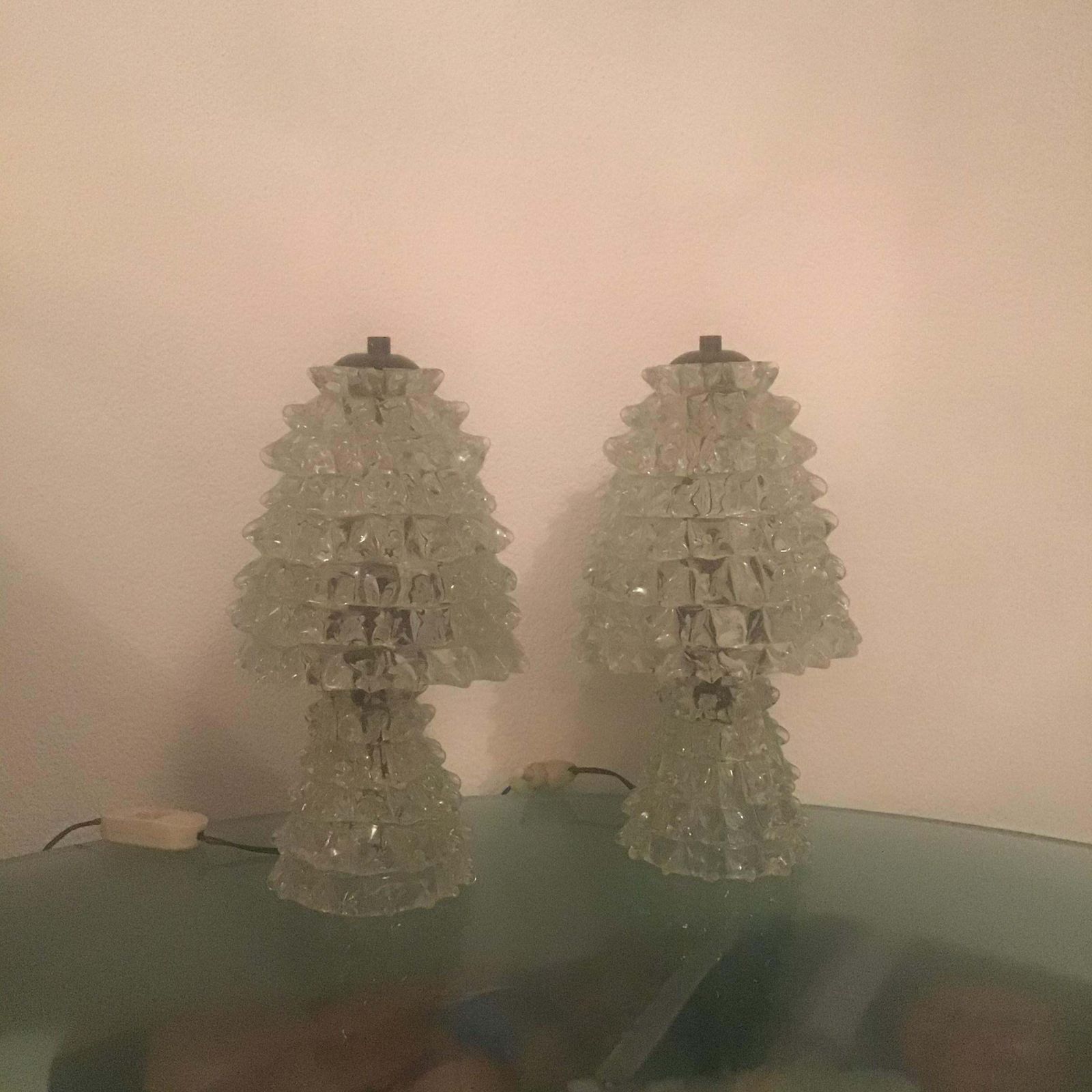 Barovier E Toso  Pair Of "Rostrate" Table Lamps Murano Glass 1940 Italy photo for sale