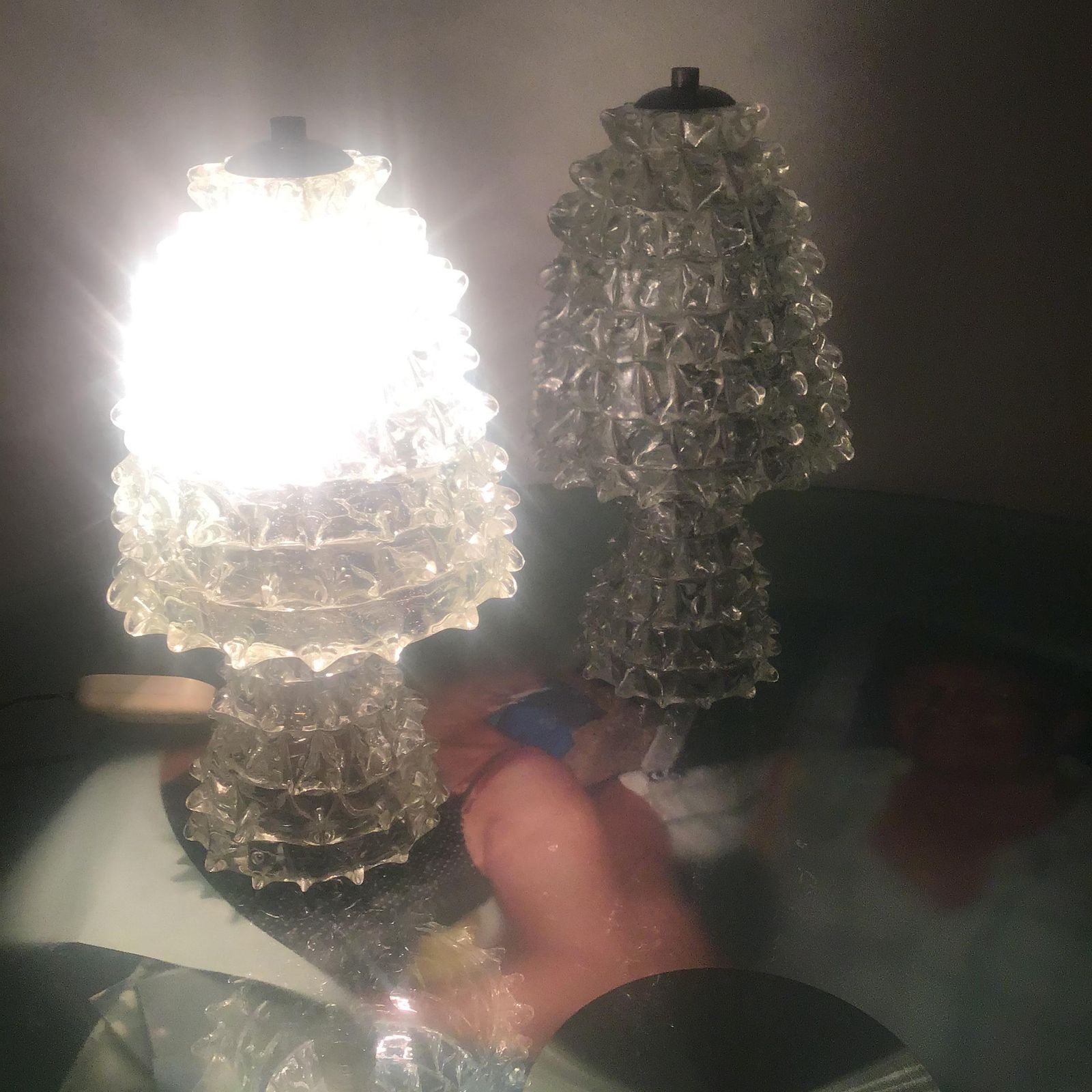 photo for sale Barovier E Toso  Pair Of "Rostrate" Table Lamps Murano Glass 1940 Italy