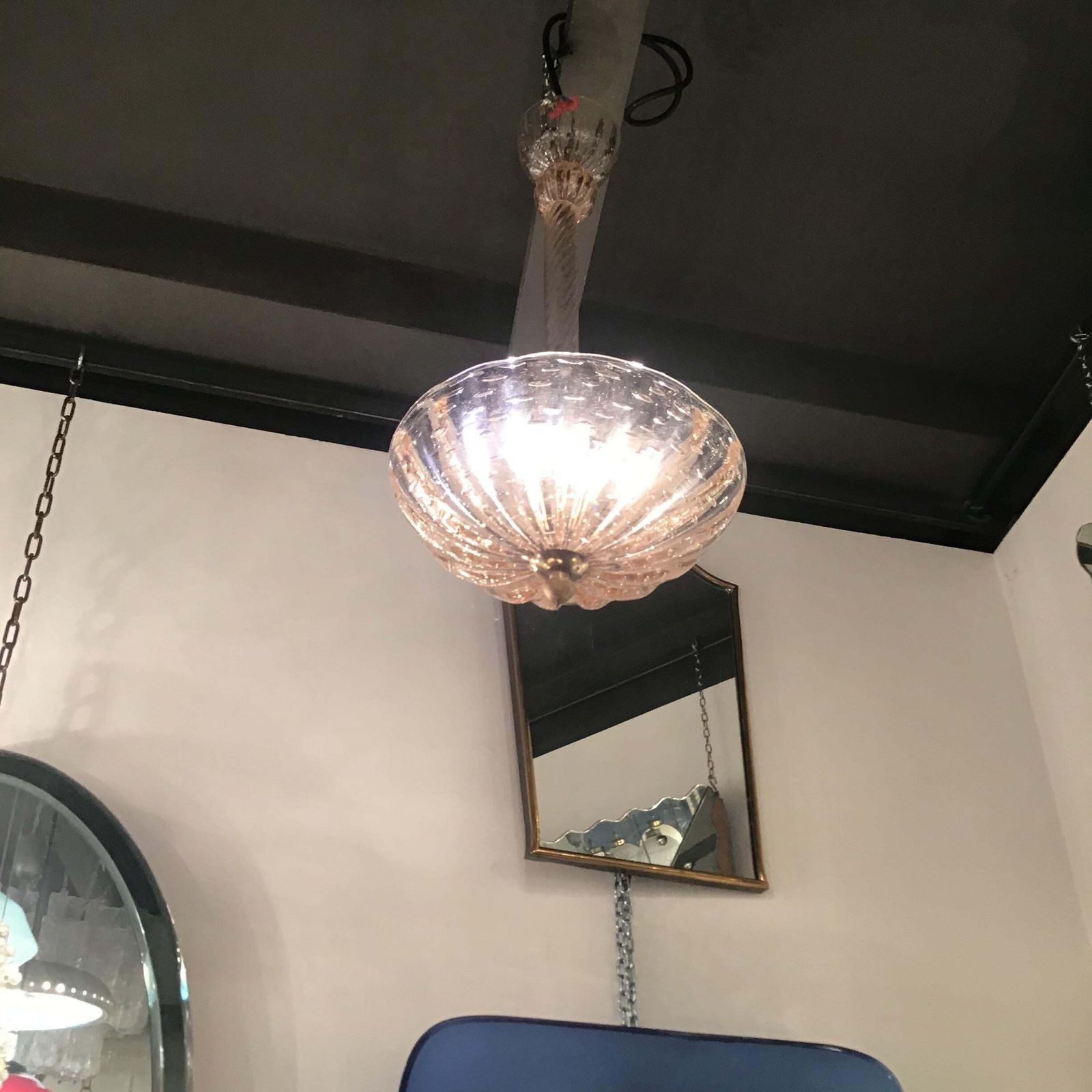 2619.0 Barovier And Toso Pink Brass Glass Chandelier From 1940 Italy photo