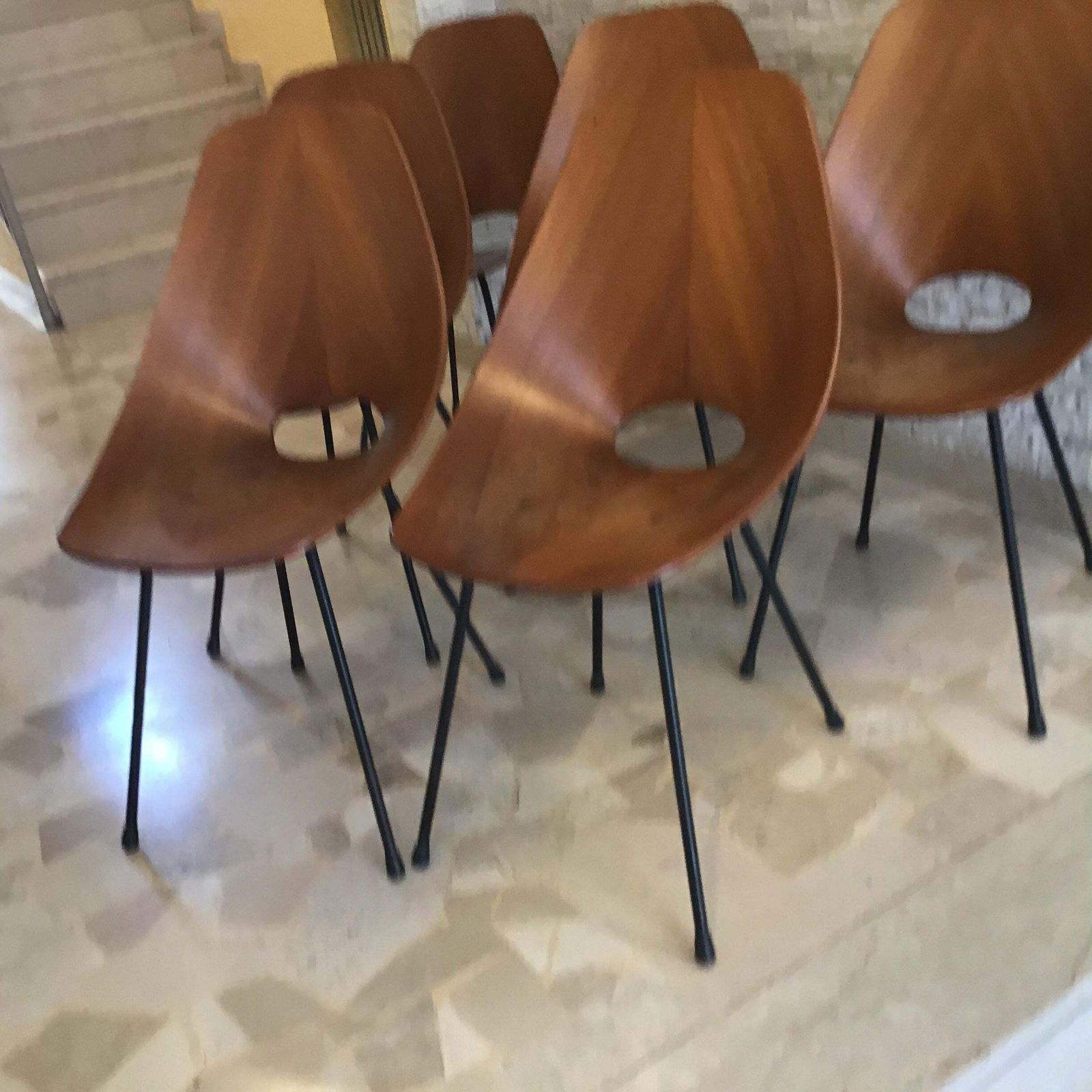 Medea N 6 Chairs "F.Lli Tagliabue " Brass Iron Wood 1950 Italy photo vinterior
