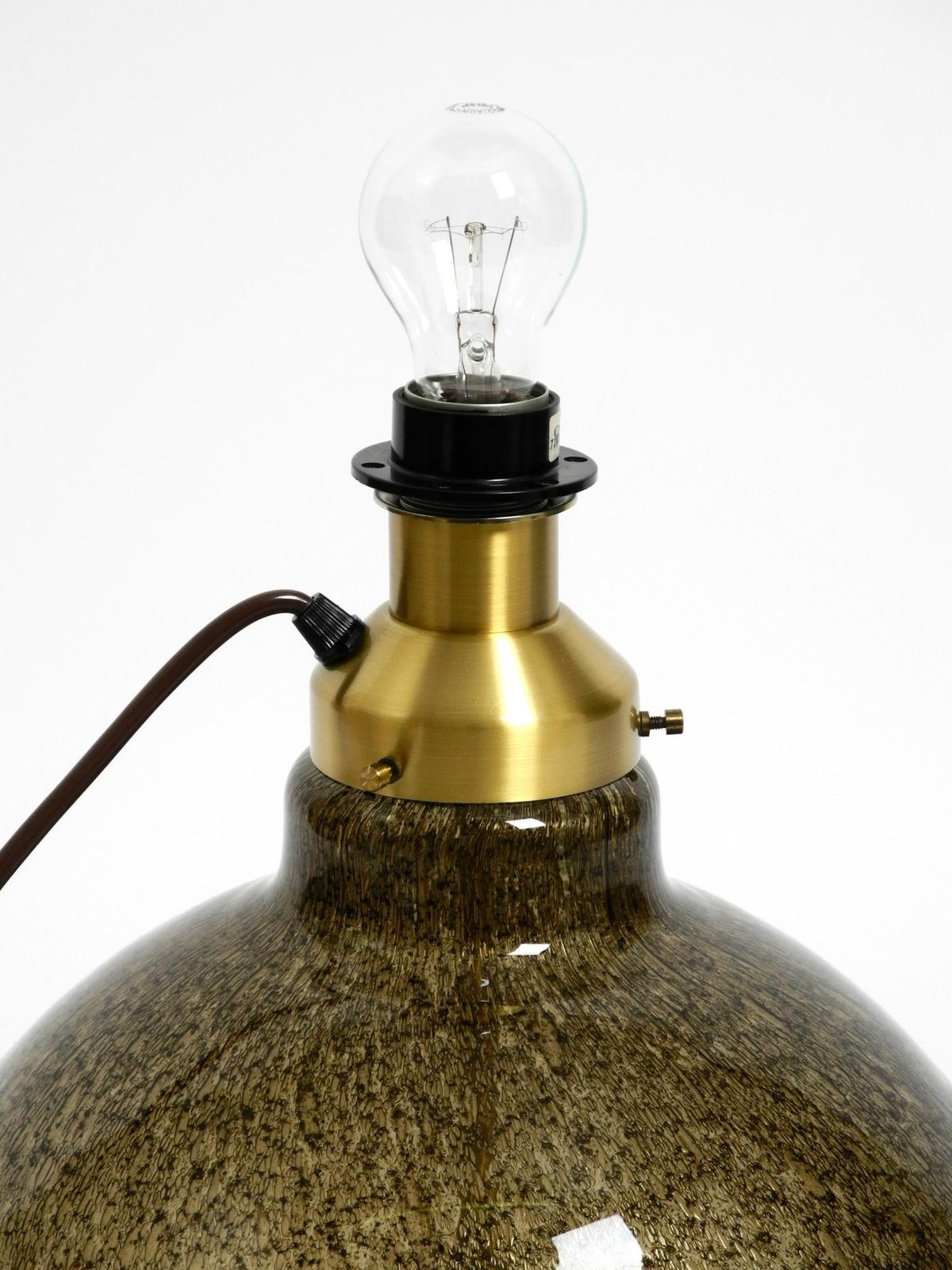 photo buy 70s Putzler Table Lamp With Illuminated Glass Body And Shade Made Of Dupion Silk