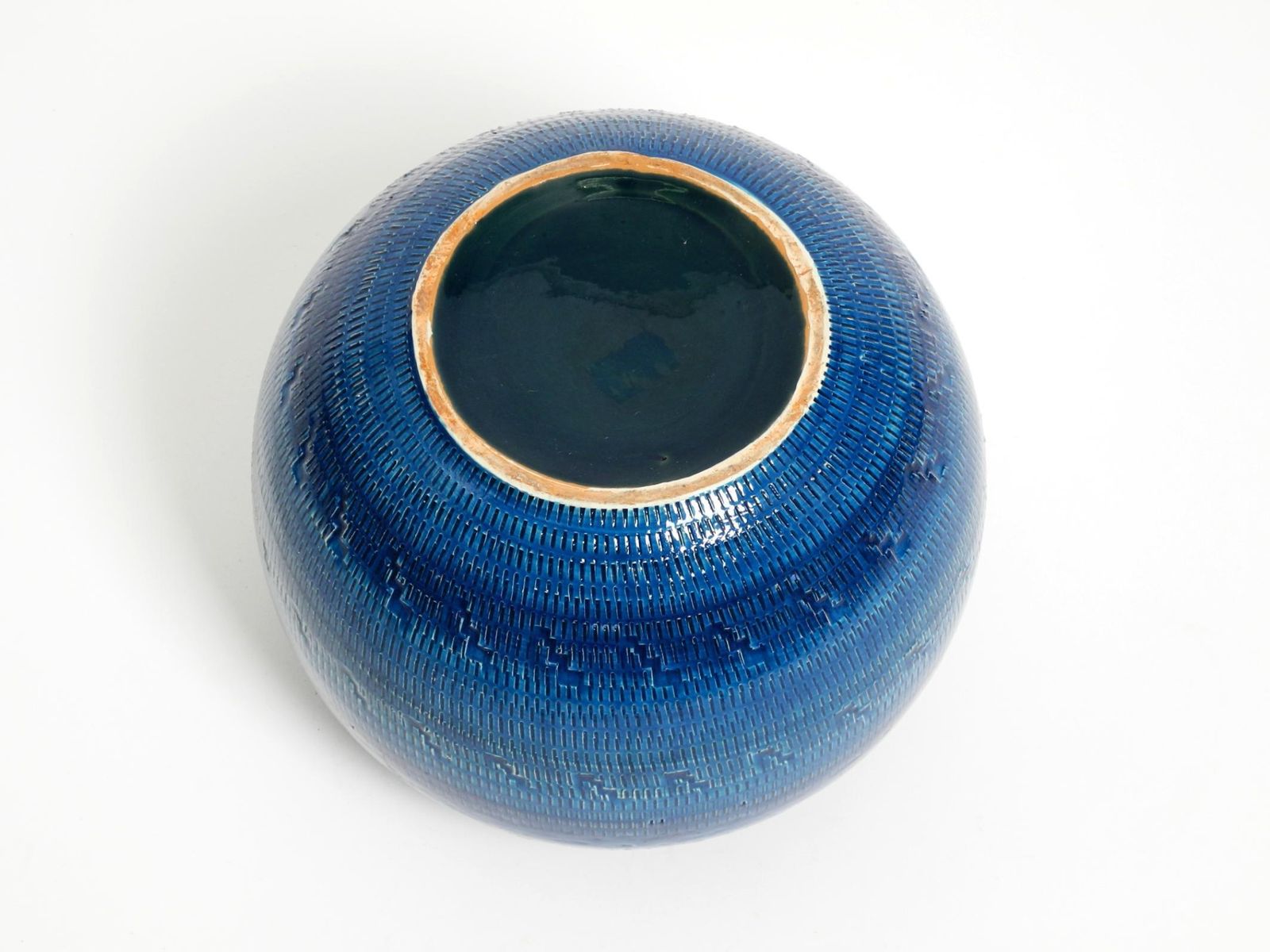 photo for sale Beautiful 1960s Rimini Blu Ceramic Vase By Aldo Londi For Bitossi Italy