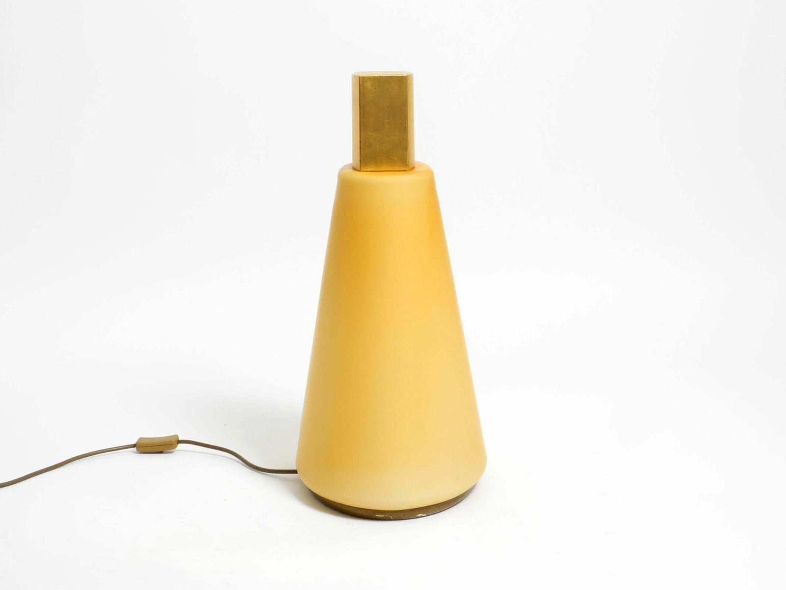 Large Original 90s Postmodern Floor Or Table Lamp Made Of Apricot Flashed Glass photo for sale