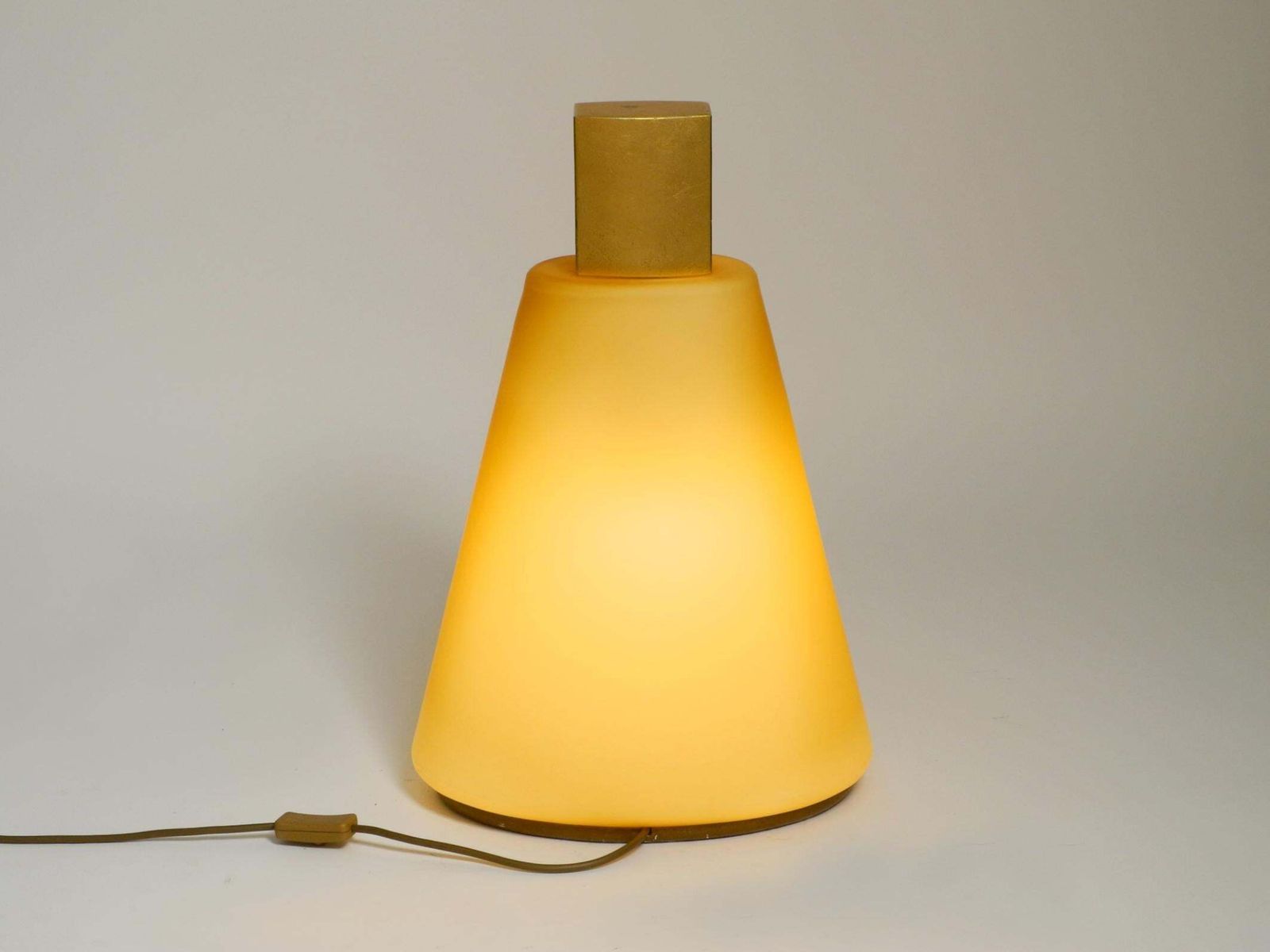 photo furniture Large Original 90s Postmodern Floor Or Table Lamp Made Of Apricot Flashed Glass
