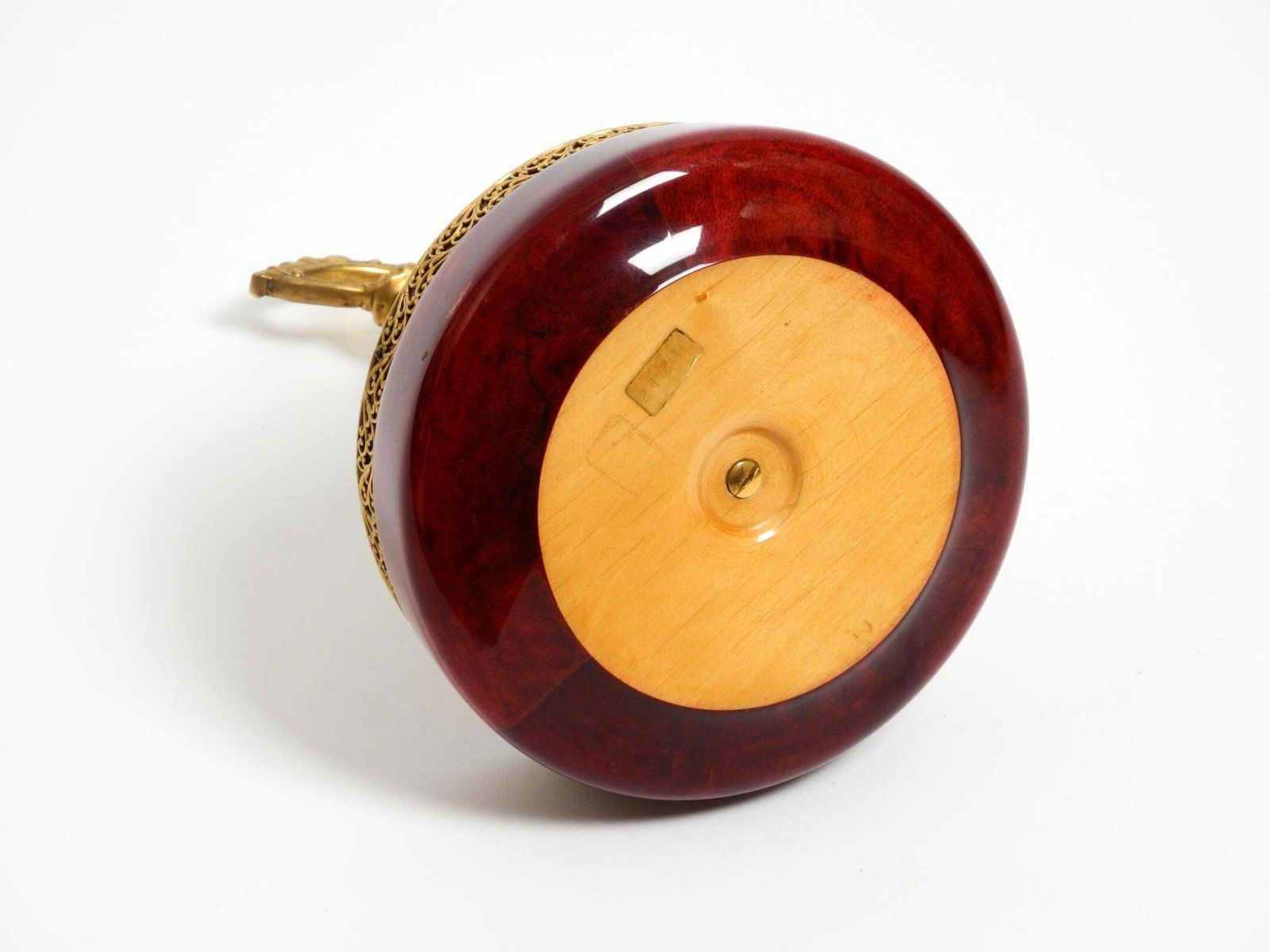1960s Nut Bowl By Aldo Tura Made Of Red Goatskin And Brass   Made In Italy photo vintage