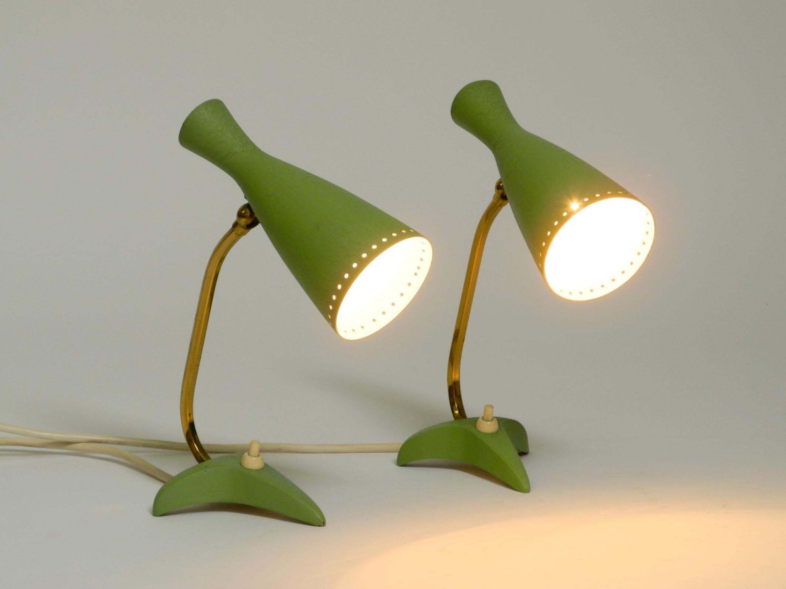 Pair Of Beautiful Green Mid Century Diabolo Crow's Foot Table Lamps From Cosack photo buy