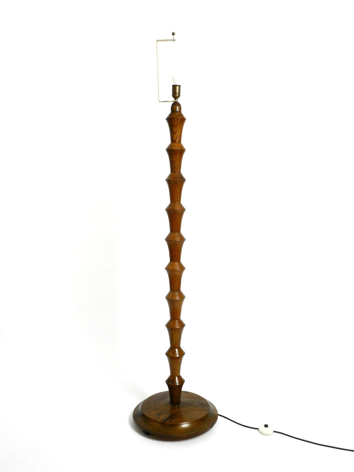 Beautiful Large German 1930s Floor Lamp Made Of Dark Oak Wood Without Shade photo furniture