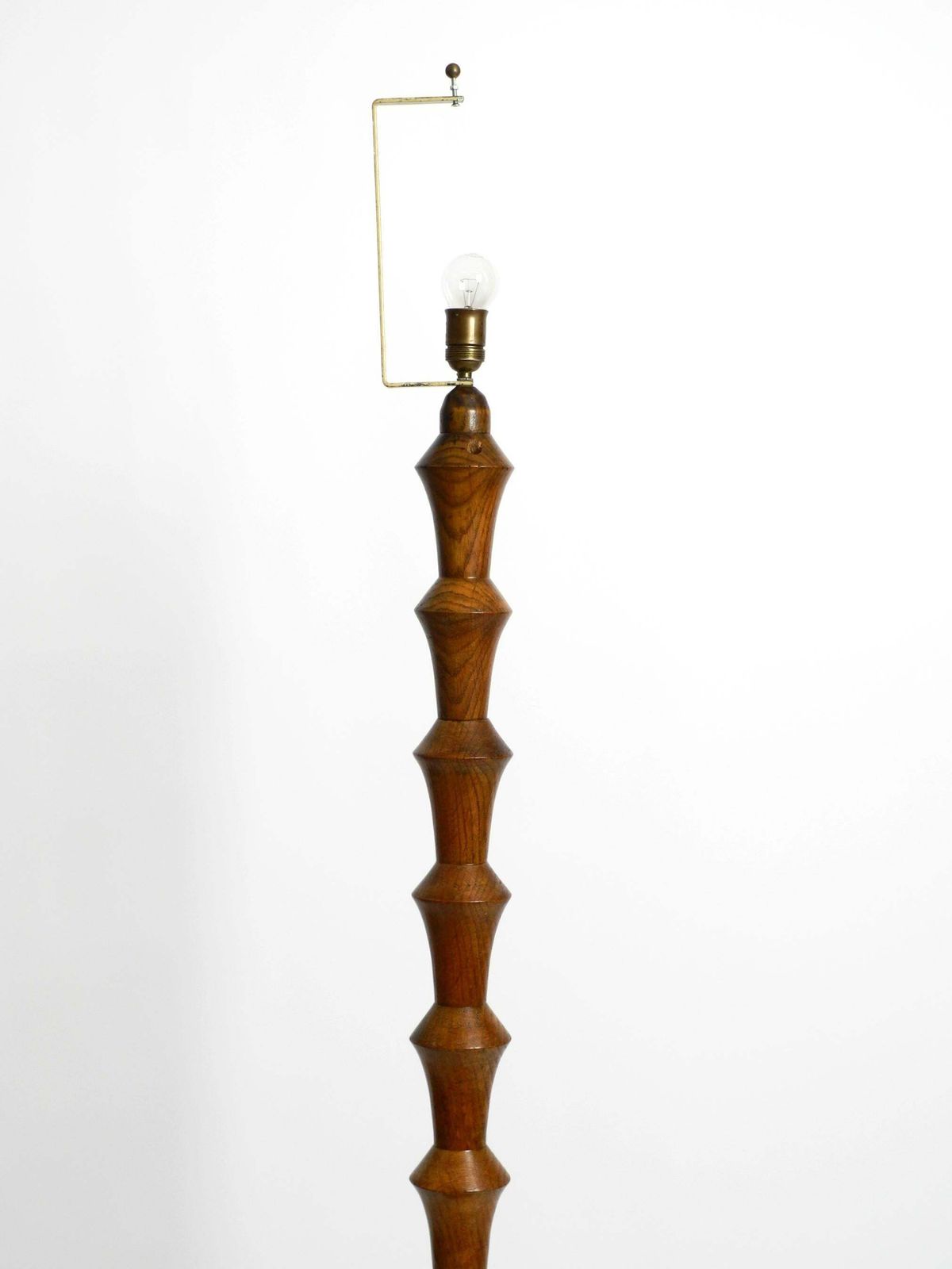 Beautiful Large German 1930s Floor Lamp Made Of Dark Oak Wood Without Shade photo Lighting