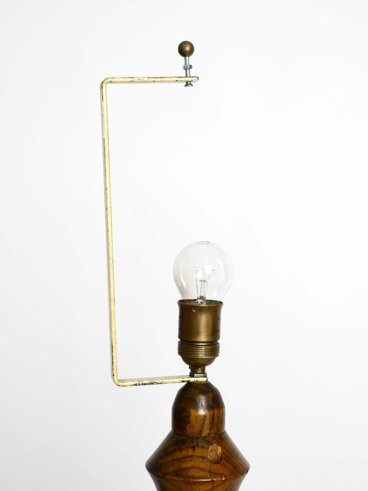 Lighting Beautiful Large German 1930s Floor Lamp Made Of Dark Oak Wood Without Shade photo