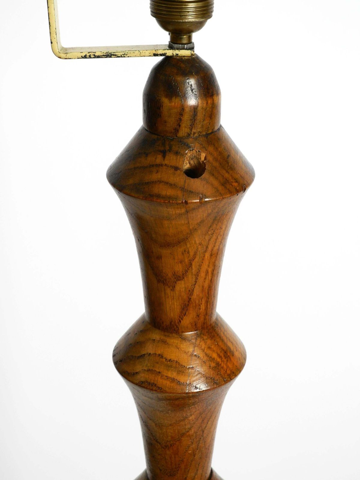 photo vintage Beautiful Large German 1930s Floor Lamp Made Of Dark Oak Wood Without Shade