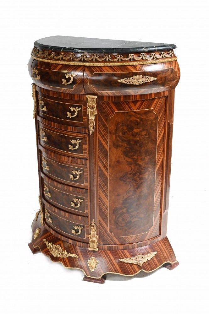 French Tall Boy Chest   Empire Demi Lune Commode photo furniture