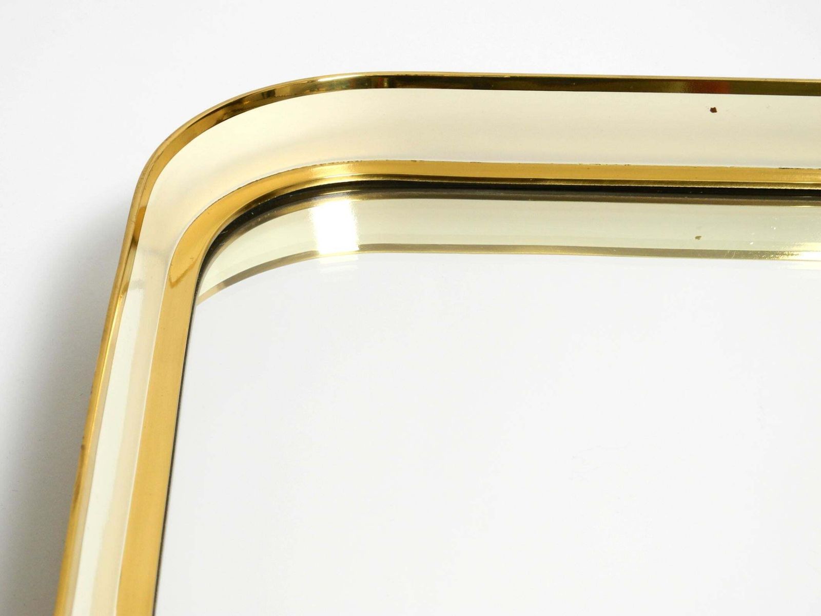 Mid Century Modern Wall Mirror With Heavy Brass Frame By Münchener Zierspiegel photo buy