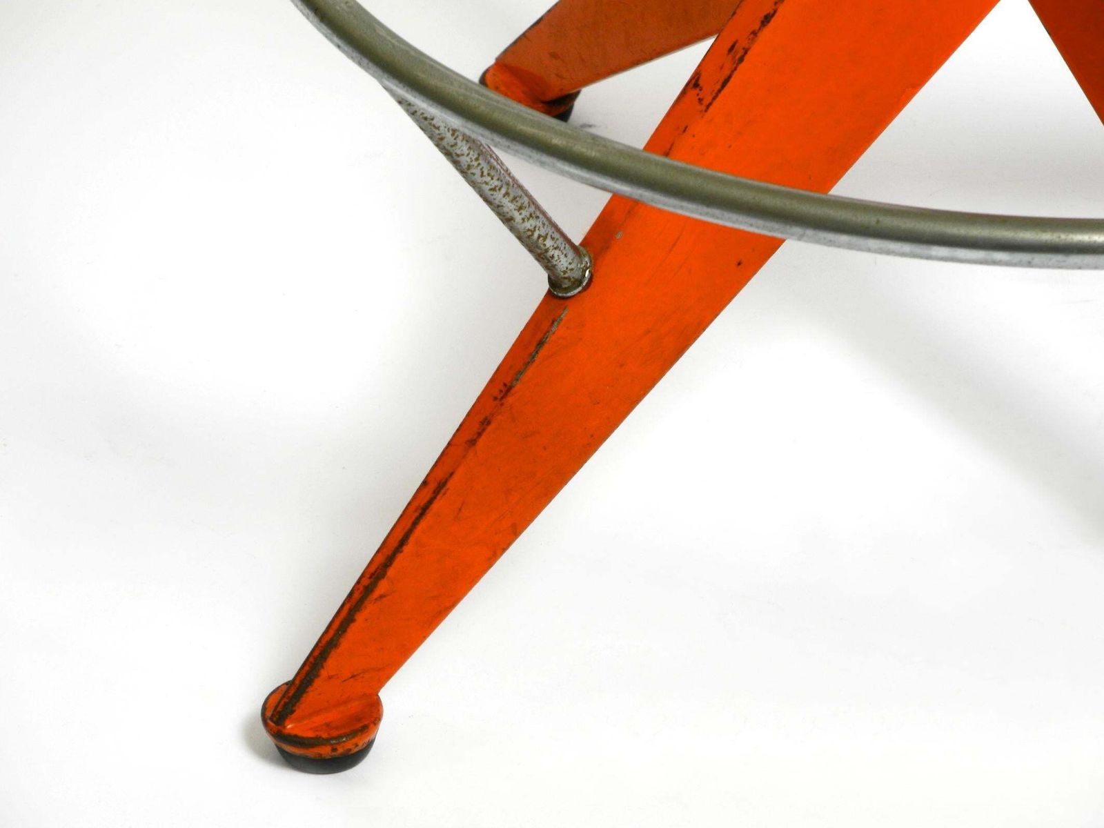 photo furniture Rare Solid Italian Mid Century Industrial Metal Stool By Mautren In Rare Orange