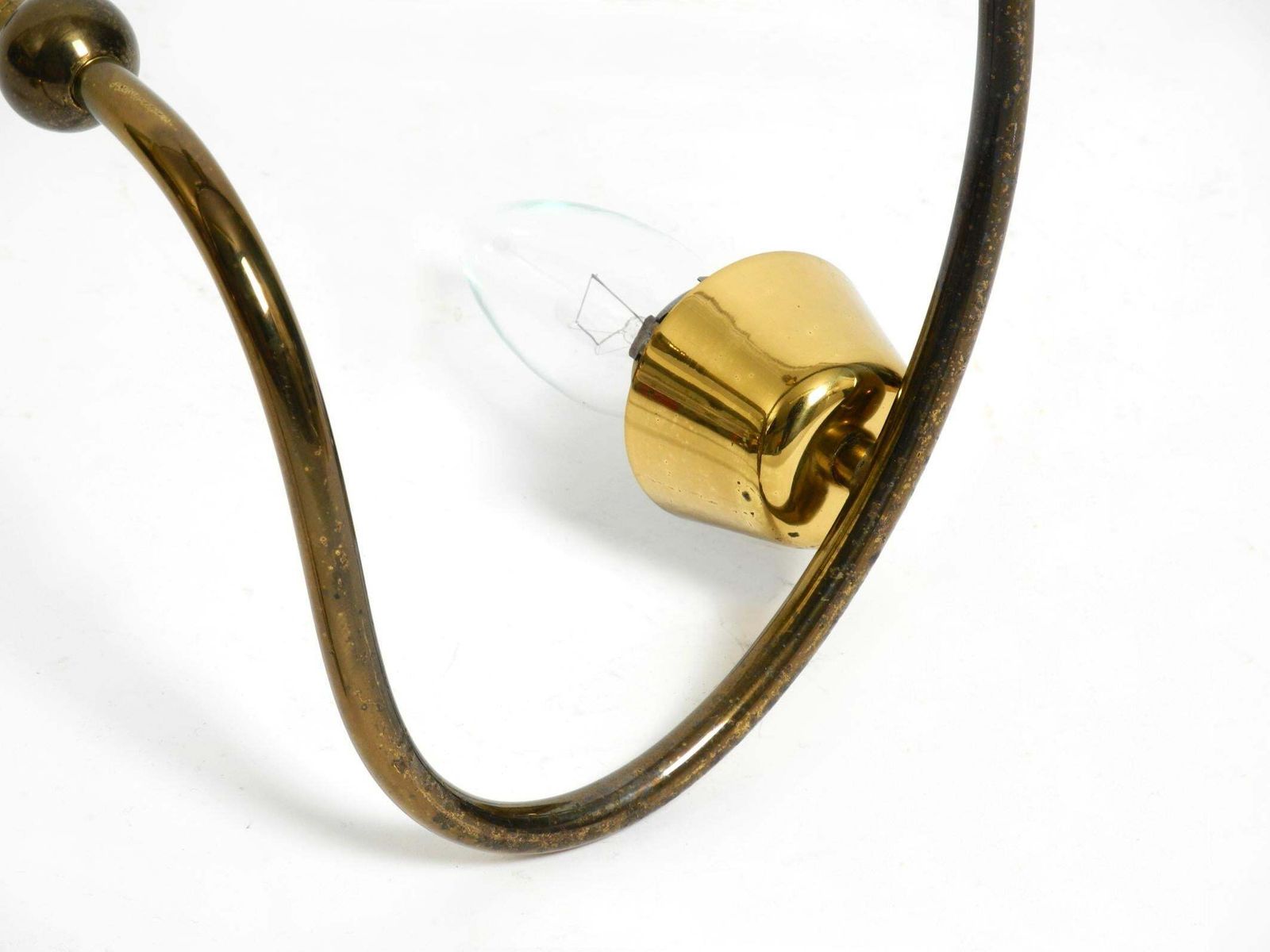 Lighting Mid Century Brass Ceiling Lamp With Glass And Fabric Shades By J. T. Kalmar photo