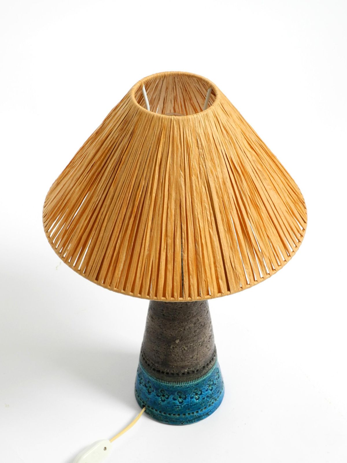 Beautiful 1960s Rimini Blue Ceramic Table Lamp By Aldo Londi For Bitossi Italy photo for sale