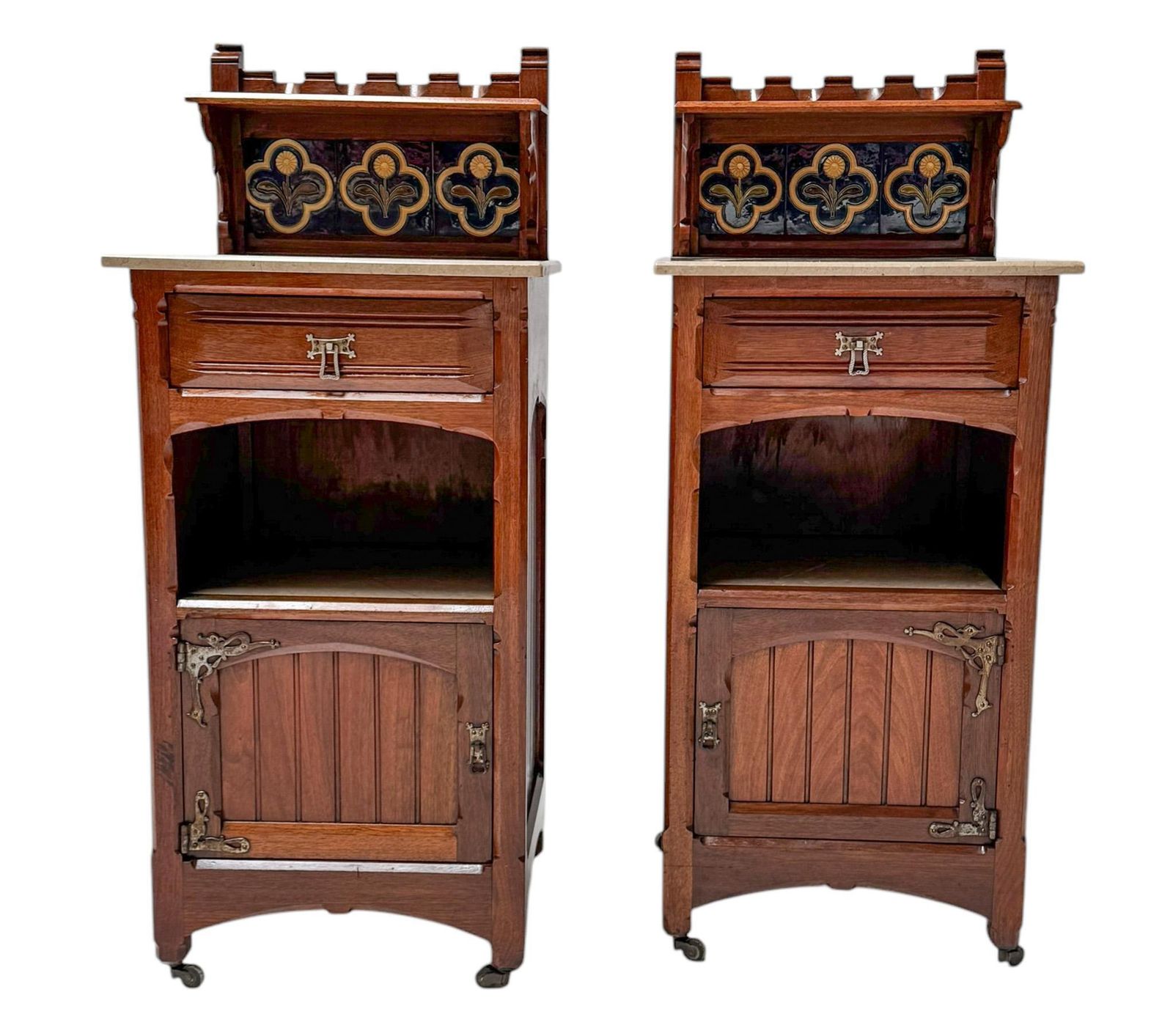 Two Arts & Crafts Nightstands By Gustave Serrurier Bovy, 1900s photo furniture