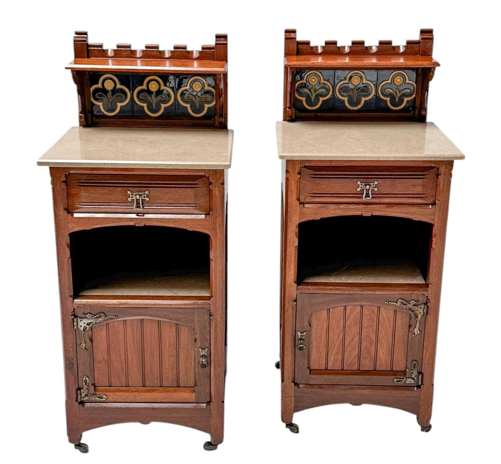 Two Arts & Crafts Nightstands By Gustave Serrurier Bovy, 1900s photo buy